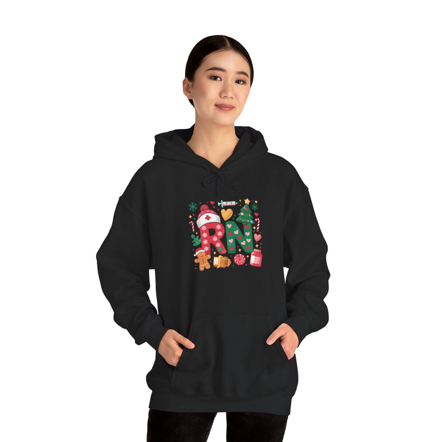 Festive Cozy Hooded Sweatshirt, Holiday Sweatshirt, Christmas Gift, Unisex Hoodie, Seasonal Wear, RN Design