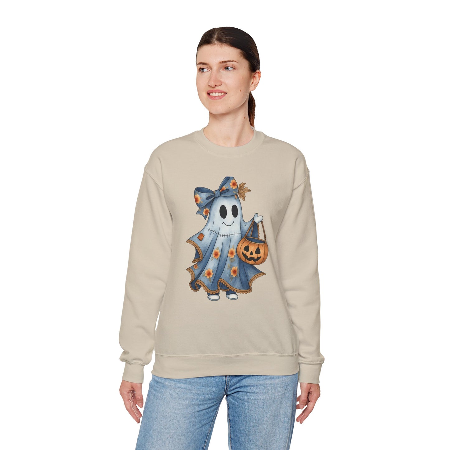 Cute Ghost Halloween Sweatshirt, Unisex Crewneck, Cozy Fall Apparel, Spooky Season Gift, Trick or Treat, Halloween Celebration