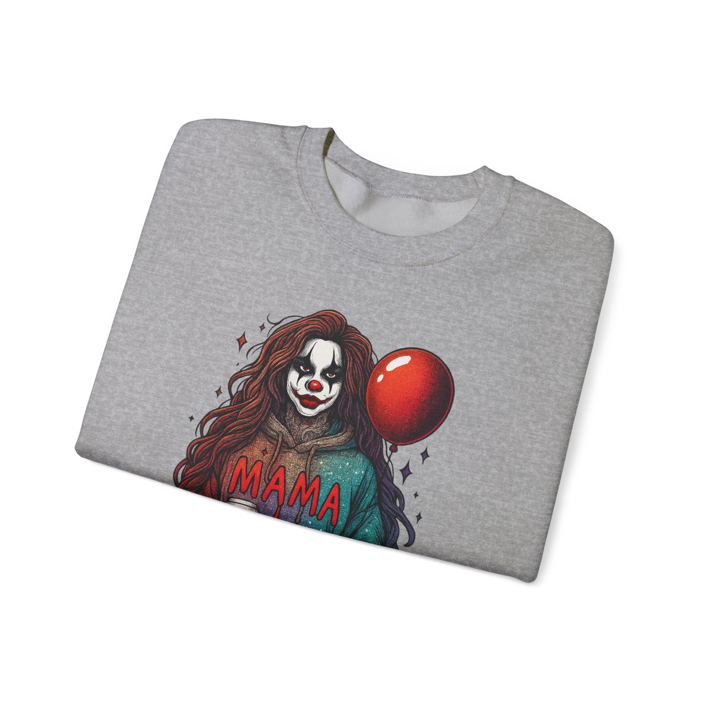 Clown-themed Crewneck Sweatshirt for Moms, Cozy Gift for Mother's Day, Halloween Apparel, Trendy Casual Wear, Unique Graphic Top