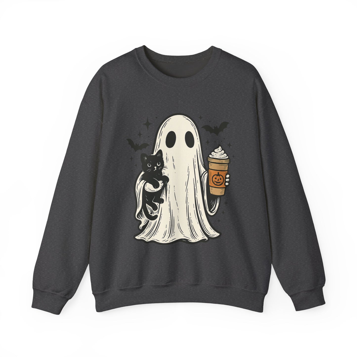 Ghostly Cuddle Sweatshirt - Cozy Unisex Crewneck, Halloween Apparel, Fall Fashion, Spooky Season, Cat Lover Gift