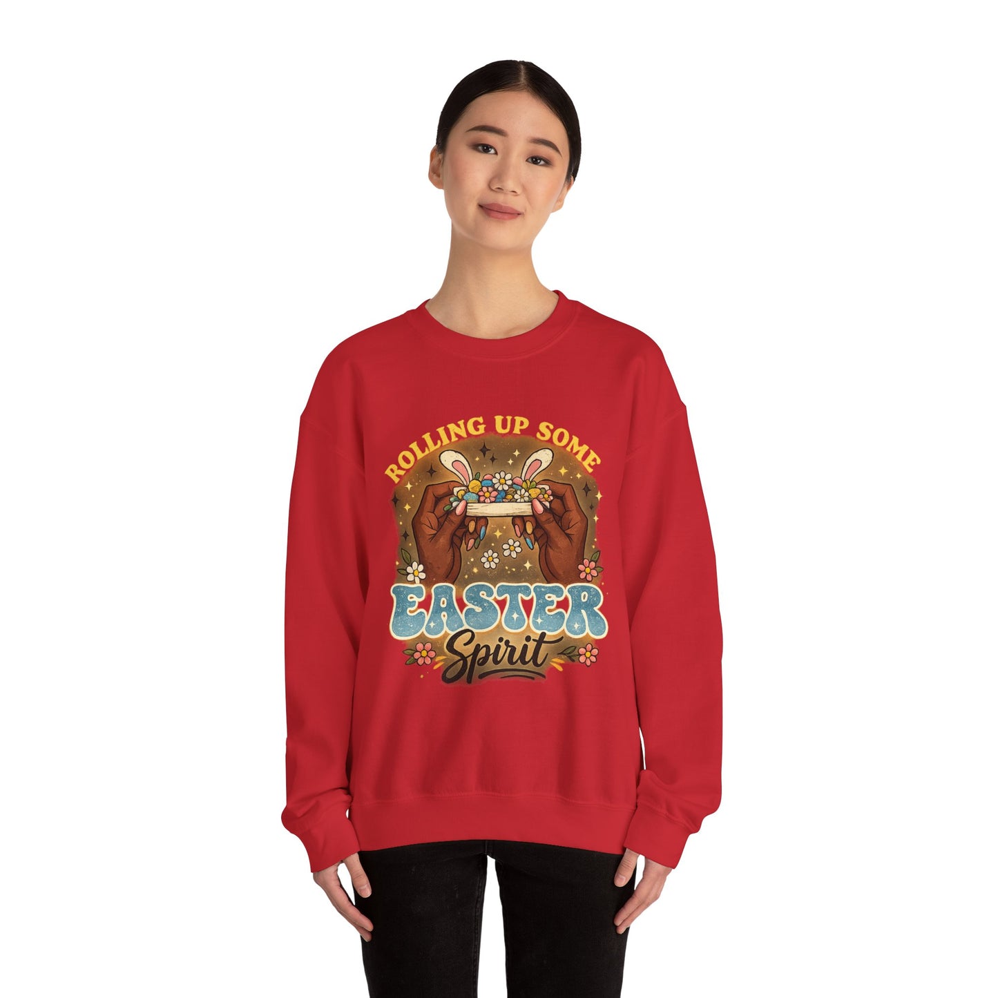 Easter Spirit Crewneck Sweatshirt — "Rolling Up Some Easter Spirit" Easter Pullover
