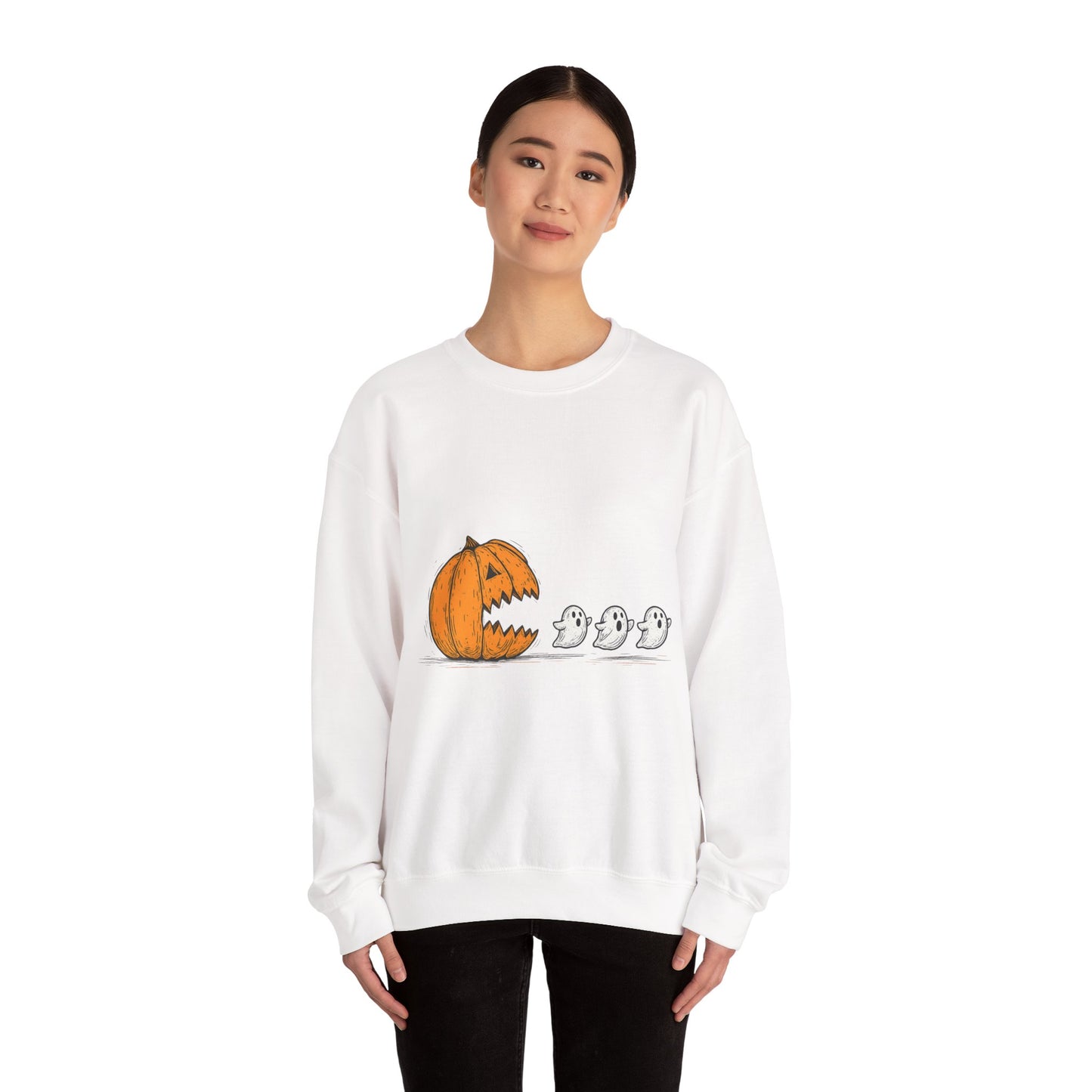 Spooky Pumpkin Ghosts Sweatshirt | Cozy Halloween Crewneck, Fall Fashion, Unisex Gift, Harvest Party Wear, Cute Autumn Outfit