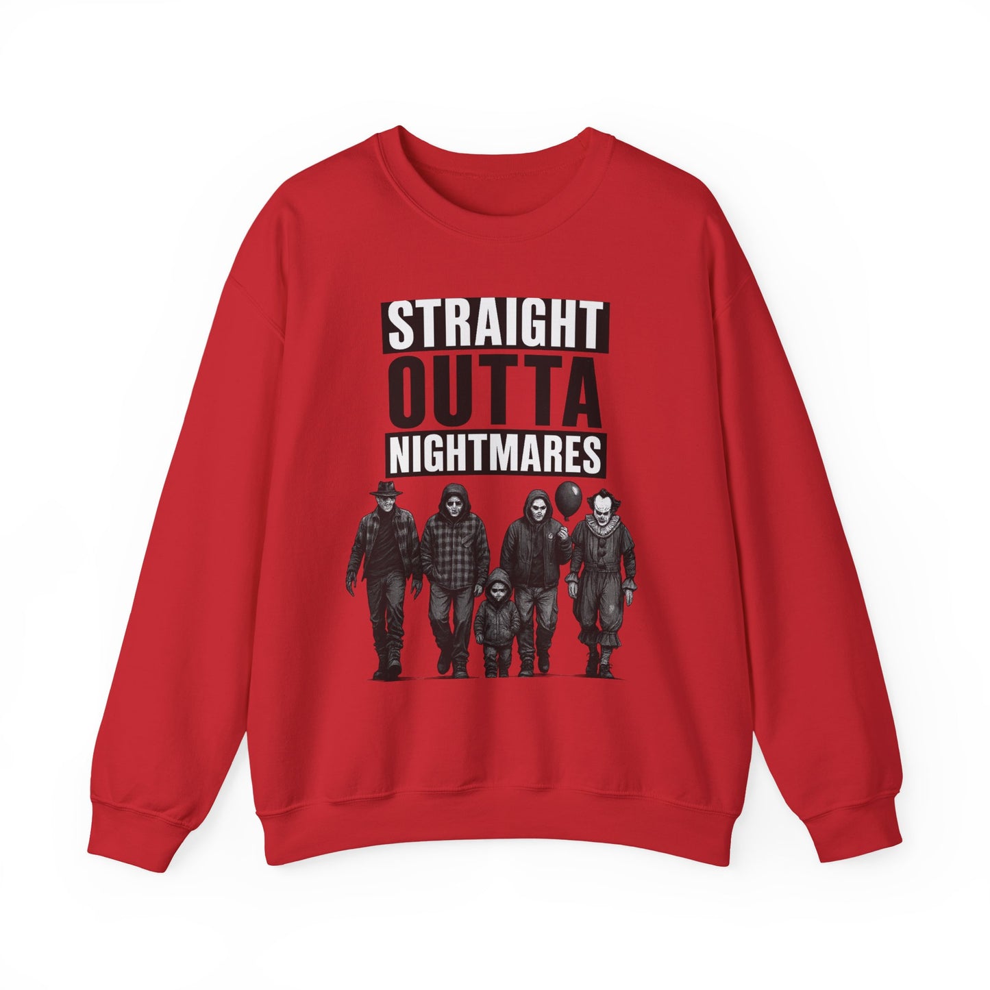 Straight Outta Nightmares Crewneck Sweatshirt | Unisex Pullover for Halloween, Cozy Gift for Horror Fans, Casual Layering