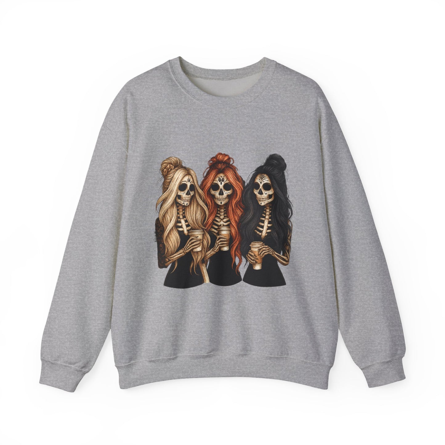 Halloween Skeleton Crewneck Sweatshirt, Cozy Unisex Sweatshirt, Trendy Halloween Apparel, Gift for Halloween Lovers, Spooky Season Outfit