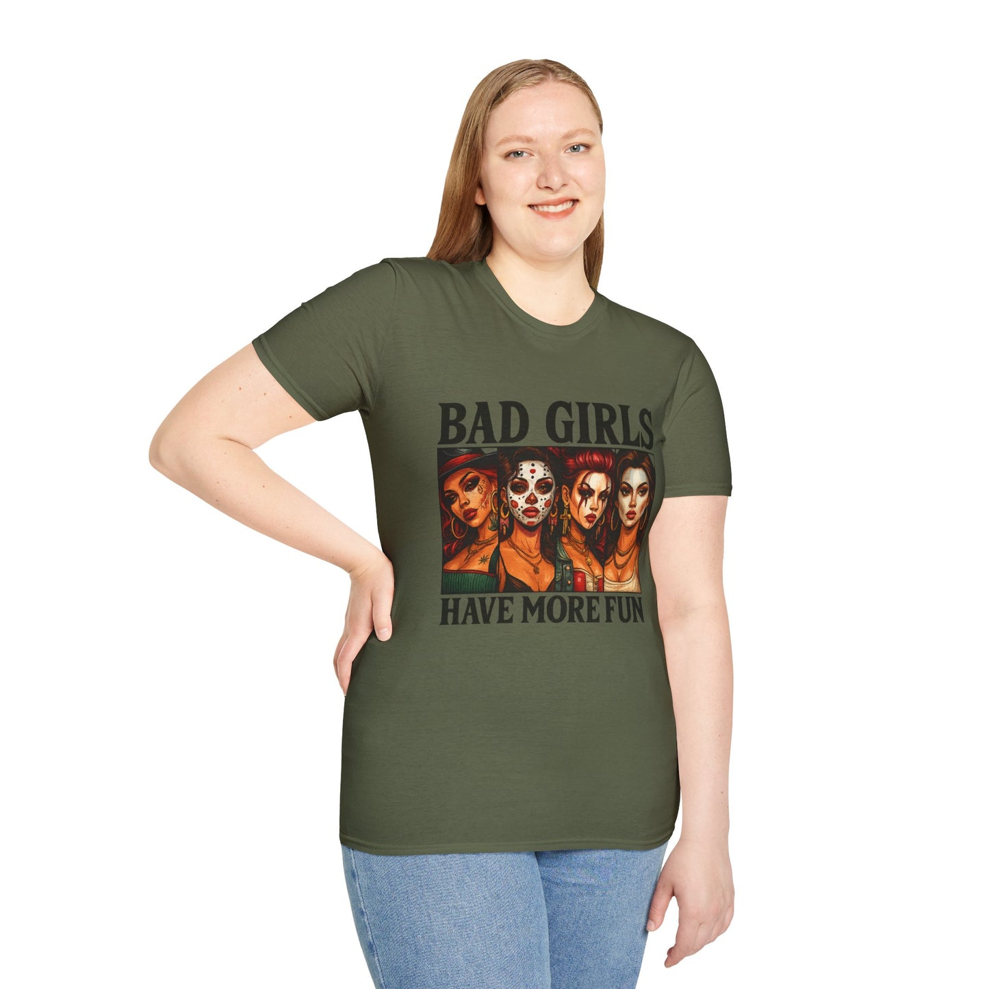 Bad Girls Have More Fun Unisex Softstyle T-Shirt, Trendy Tee, Fun Graphic Shirt, Gift for Women, Casual Wear, Party Outfit