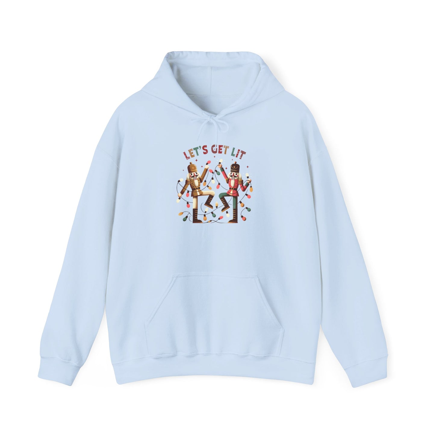 Festive Hooded Sweatshirt - Let's Get Lit, Winter Apparel, Holiday Gift, Cozy Layer, Unisex Style, Casual Wear