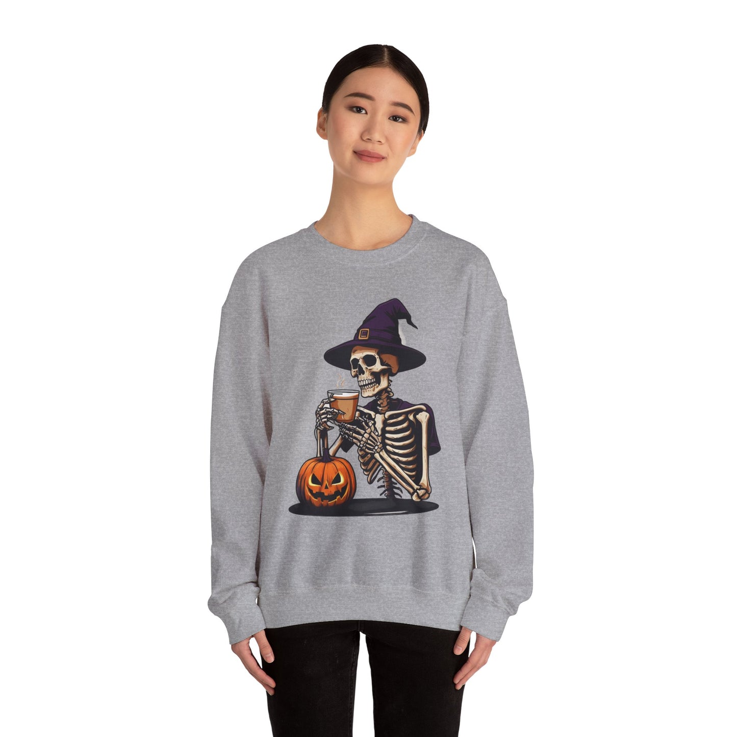 Spooky Skeleton Halloween Sweatshirt, Unisex Crewneck, Cozy Fall Fashion, Halloween Costume, Party Apparel, Ideal for Trick or Treat
