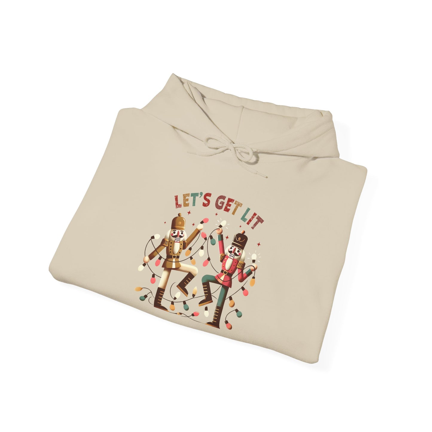 Festive Hooded Sweatshirt - Let's Get Lit, Winter Apparel, Holiday Gift, Cozy Layer, Unisex Style, Casual Wear