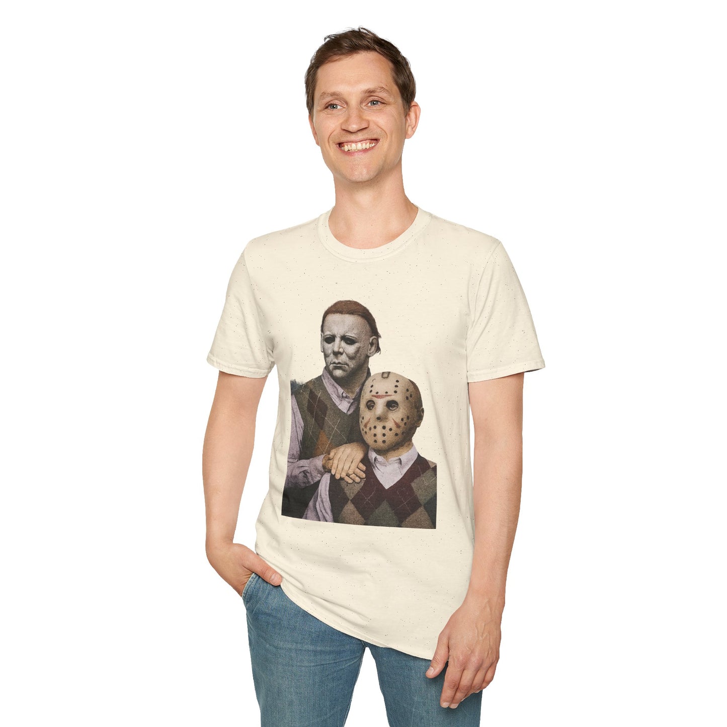 Horror Movie Character T-Shirt | Unisex Softstyle Tee, Scary Graphic Tee, Perfect for Halloween, Horror Fans, Movie Lovers