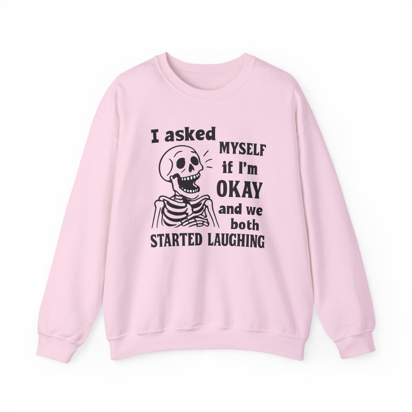 Funny Skeleton Sweatshirt, Unisex Crewneck for Comfort, Perfect for Halloween, Casual Wear, Gift for Friends, Cozy Laughs