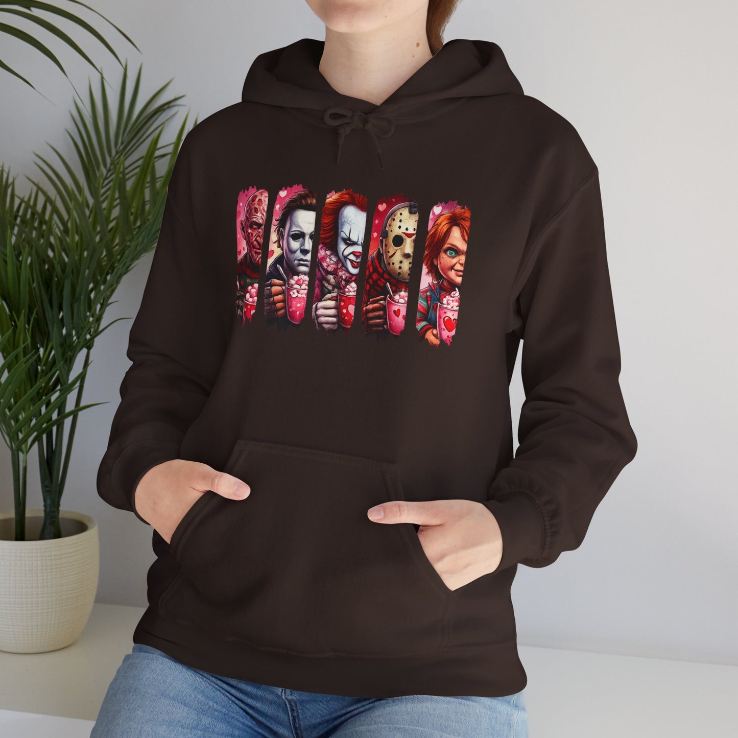 Horror Icons Hoodie — Stylized Slashed Portraits Graphic Sweatshirt