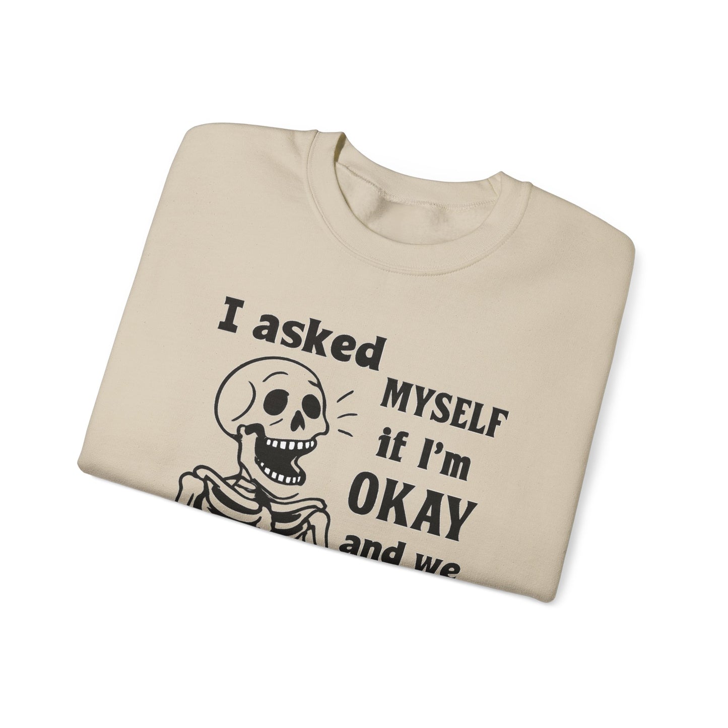 Funny Skeleton Sweatshirt, Unisex Crewneck for Comfort, Perfect for Halloween, Casual Wear, Gift for Friends, Cozy Laughs