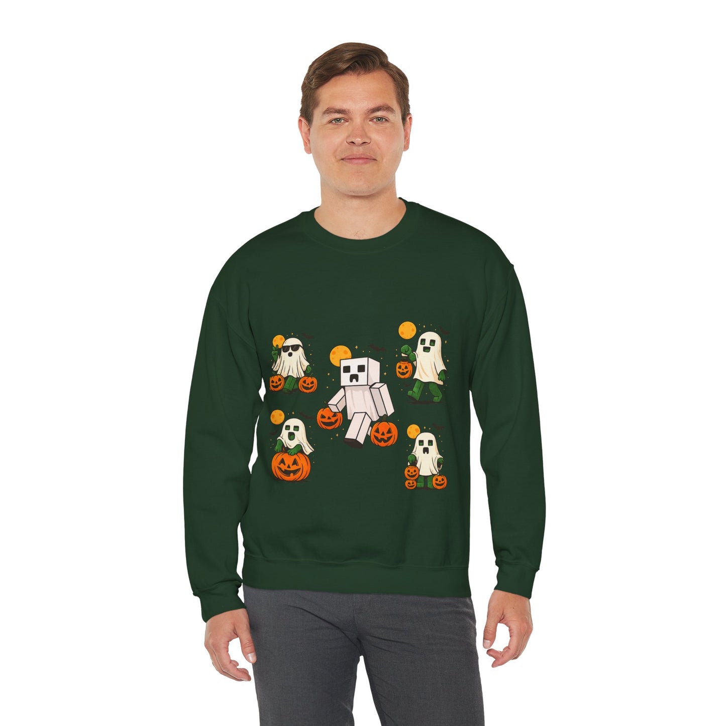 Halloween Ghost Cartoon Sweatshirt, Unisex Crewneck, Cozy Autumn Wear, Halloween Gifts, Spooky Season Apparel, Cute Sweatshirt