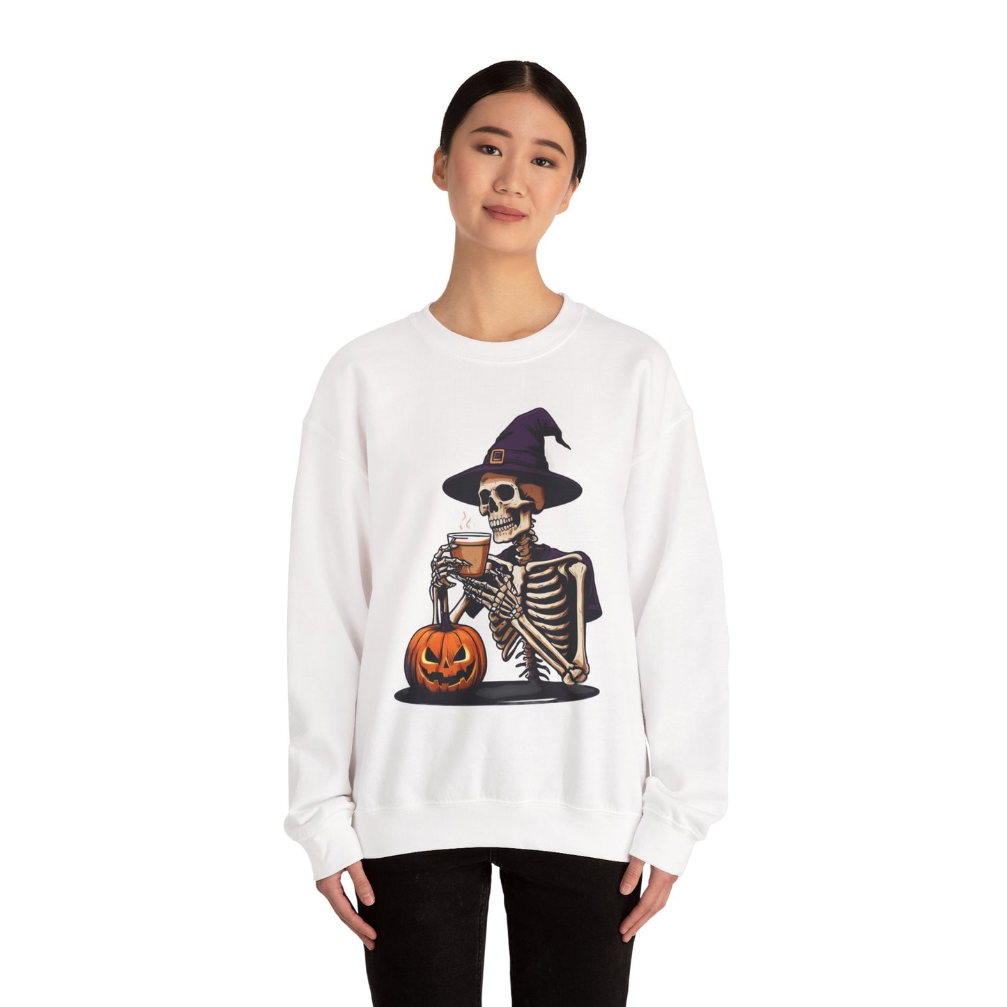 Spooky Skeleton Halloween Sweatshirt, Unisex Crewneck, Cozy Fall Fashion, Halloween Costume, Party Apparel, Ideal for Trick or Treat