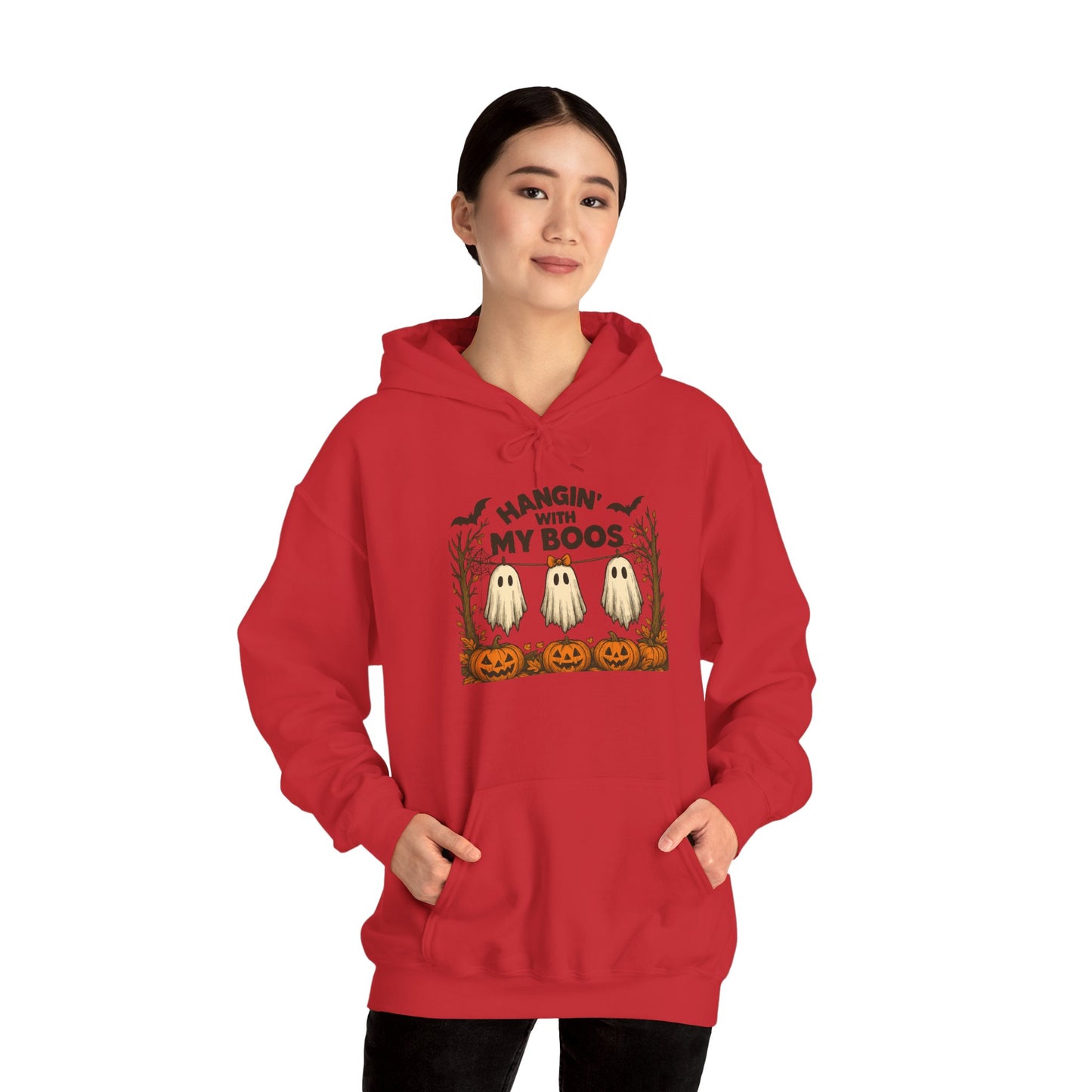 Halloween Ghost Hoodie, Cozy Autumn Apparel, Unisex Hoodie, Spooky Season Gift, Halloween Fun Wear, Hangin' with My Boos