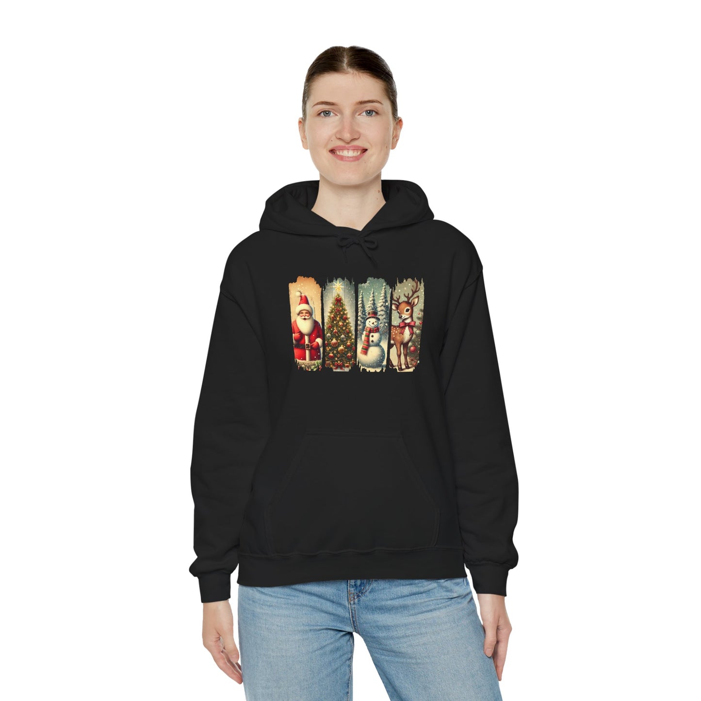 Cozy Christmas Sweatshirt with Vintage Holiday Designs, Unisex Hoodie for Winter, Christmas Gift, Holiday Wear, Festive Apparel