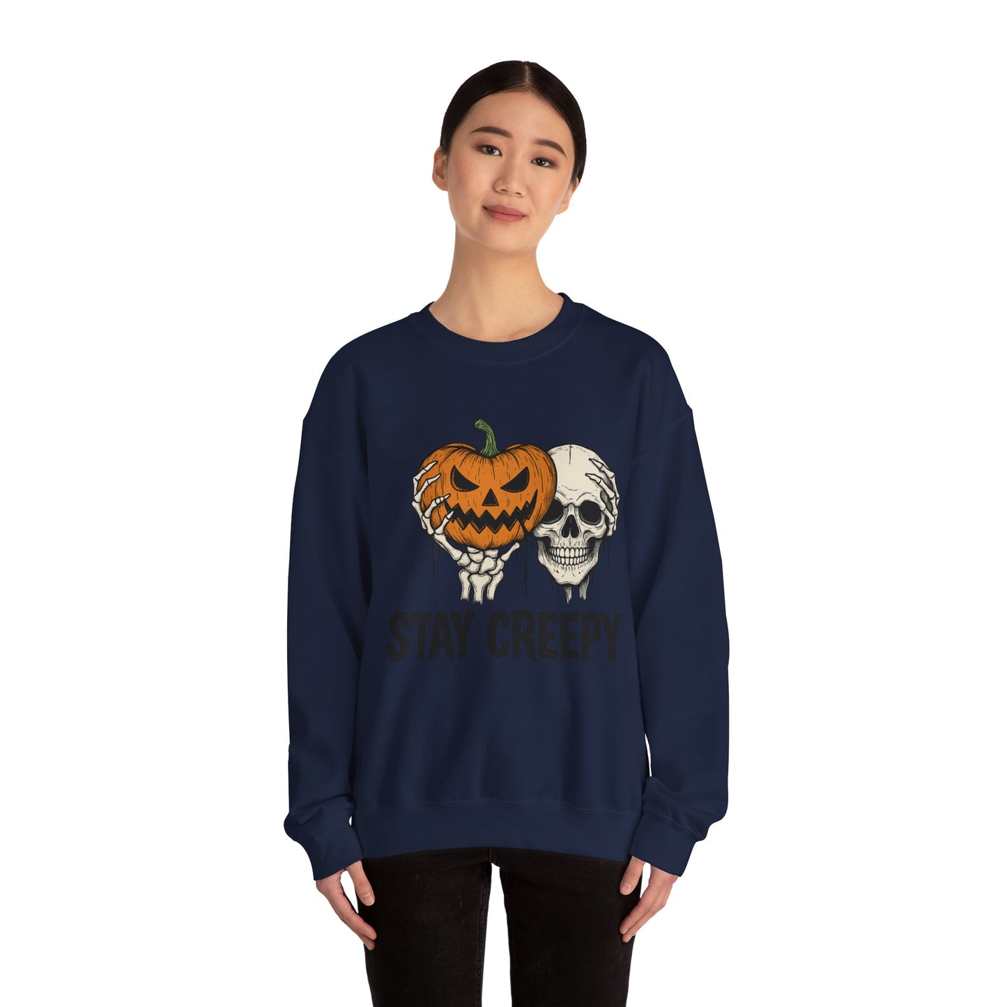 Stay Creepy Crewneck Sweatshirt, Halloween Sweatshirt, Unisex Fall Fashion, Cozy Sweatshirt Apparel, Spooky Halloween, Festive Gift
