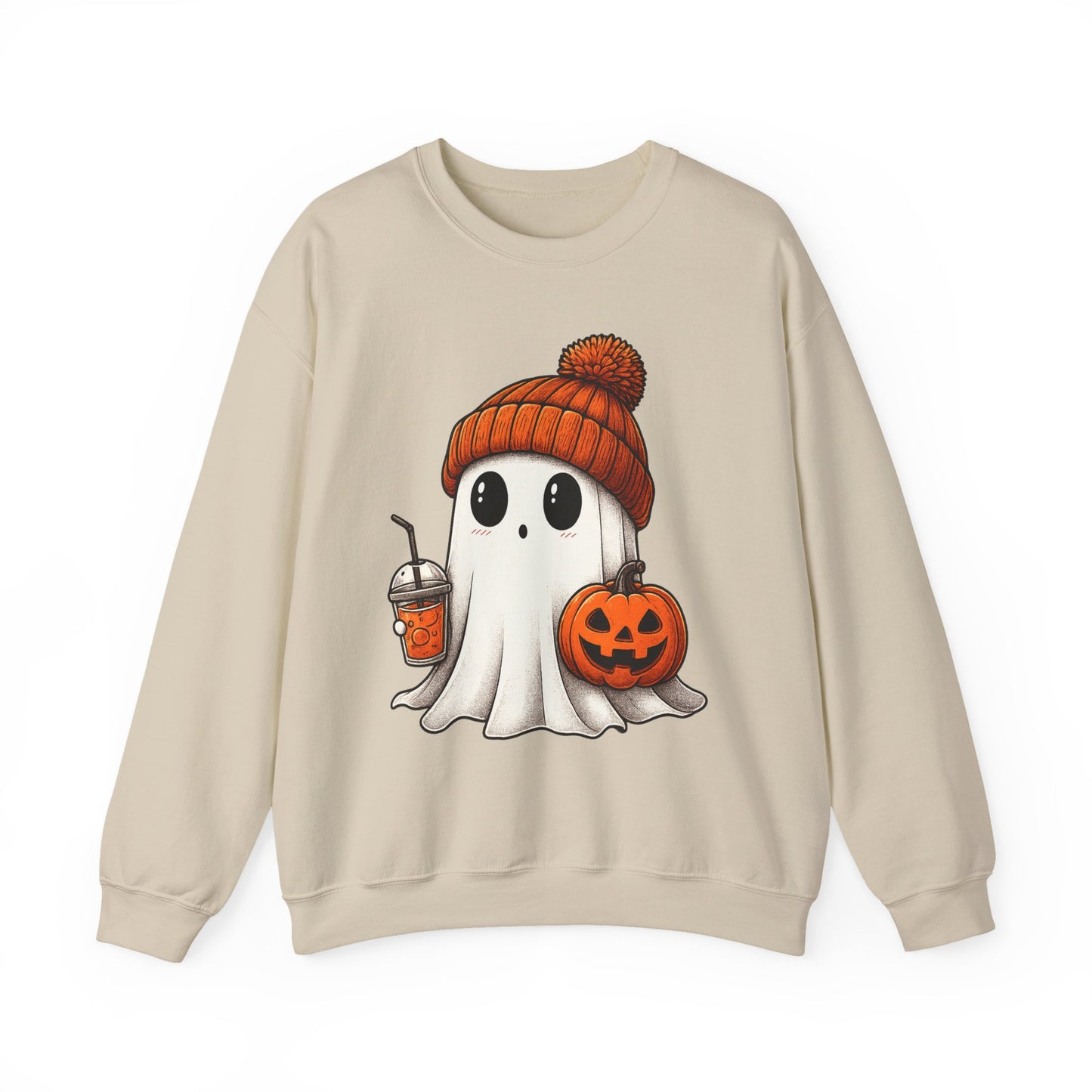 Cute Ghost Halloween Sweatshirt, Unisex Crewneck, Spooky Season Apparel, Fall Fashion, Cozy Pumpkin Sweater