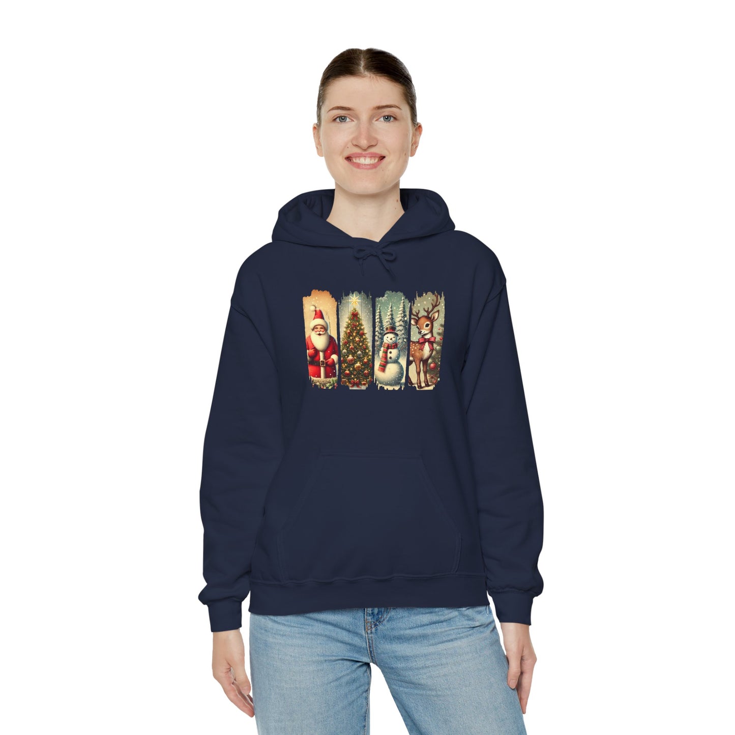 Cozy Christmas Sweatshirt with Vintage Holiday Designs, Unisex Hoodie for Winter, Christmas Gift, Holiday Wear, Festive Apparel