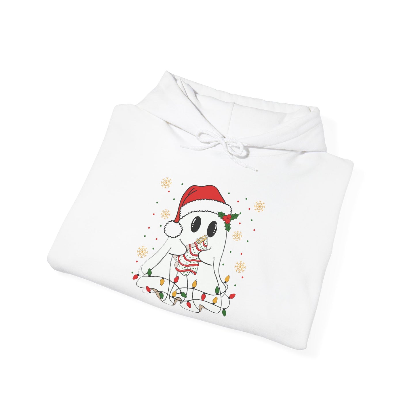Santa Ghost Christmas Hoodie, Unisex Holiday Hoodie, Cute Winter Apparel, Cozy Gift for Ghost Lovers, Funny Xmas Clothing
