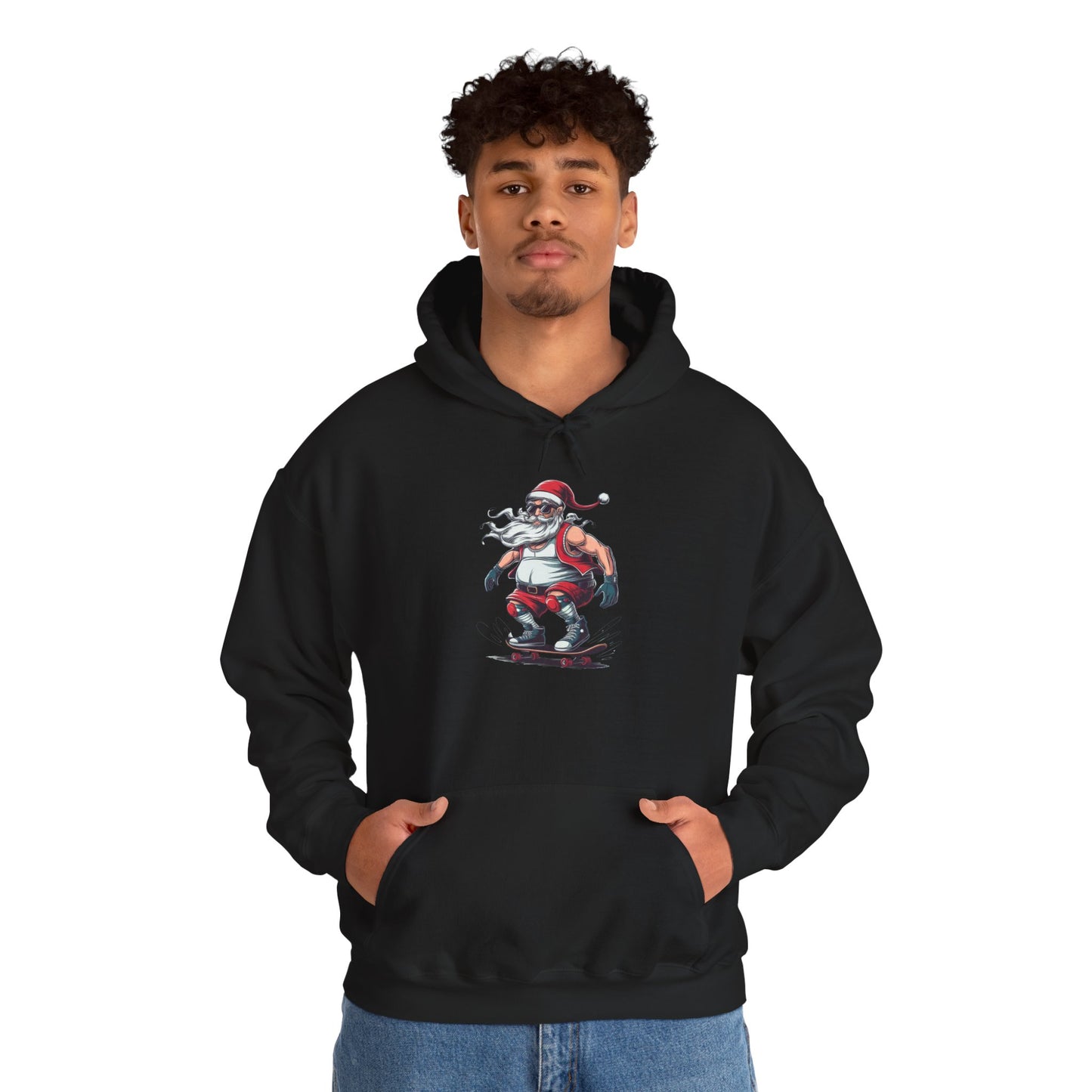 Santa Skateboarding Unisex Heavy Blend Hoodie, Christmas Sweatshirt, Holiday Gift, Cozy Winter Apparel, Fun Santa Design