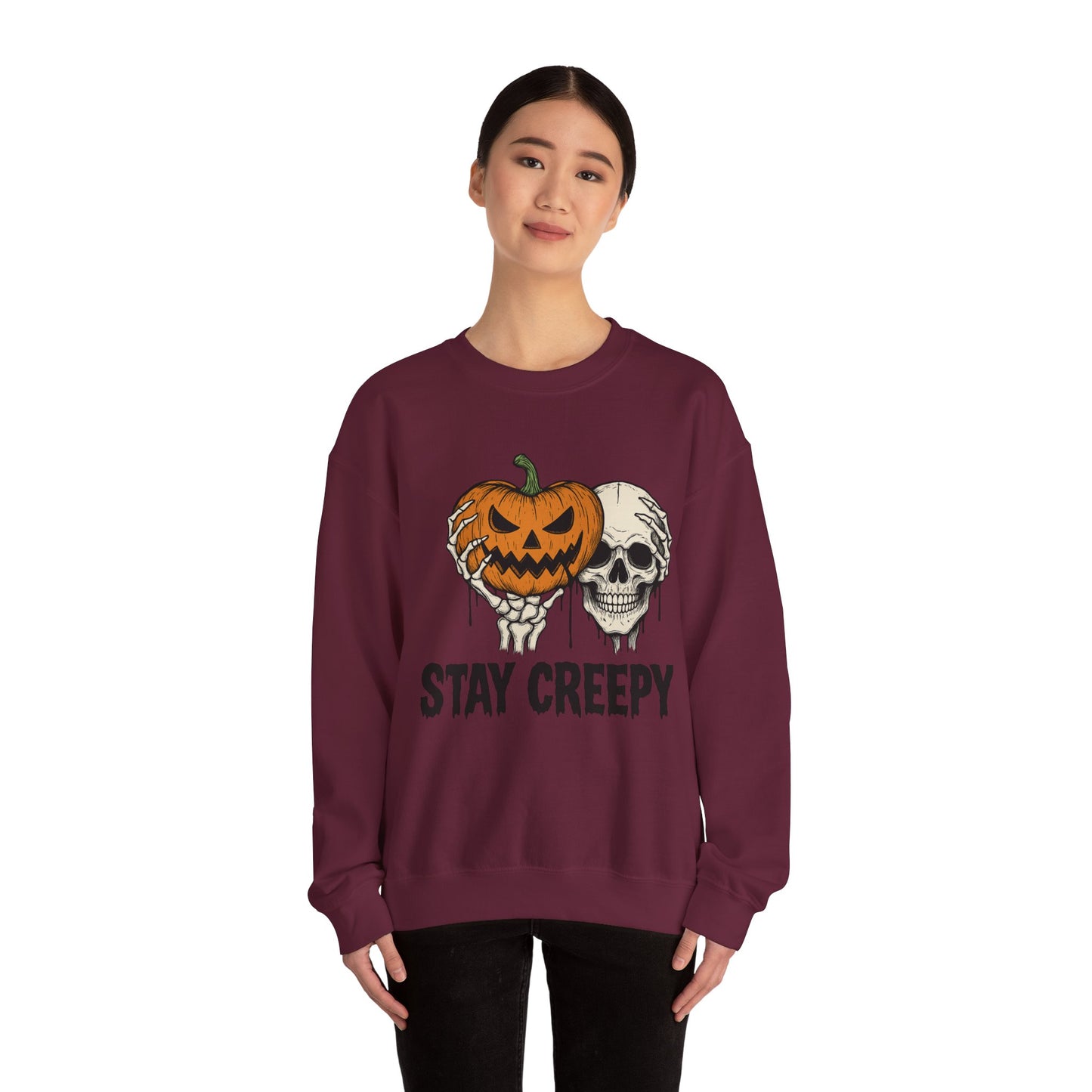 Stay Creepy Crewneck Sweatshirt, Halloween Sweatshirt, Unisex Fall Fashion, Cozy Sweatshirt Apparel, Spooky Halloween, Festive Gift