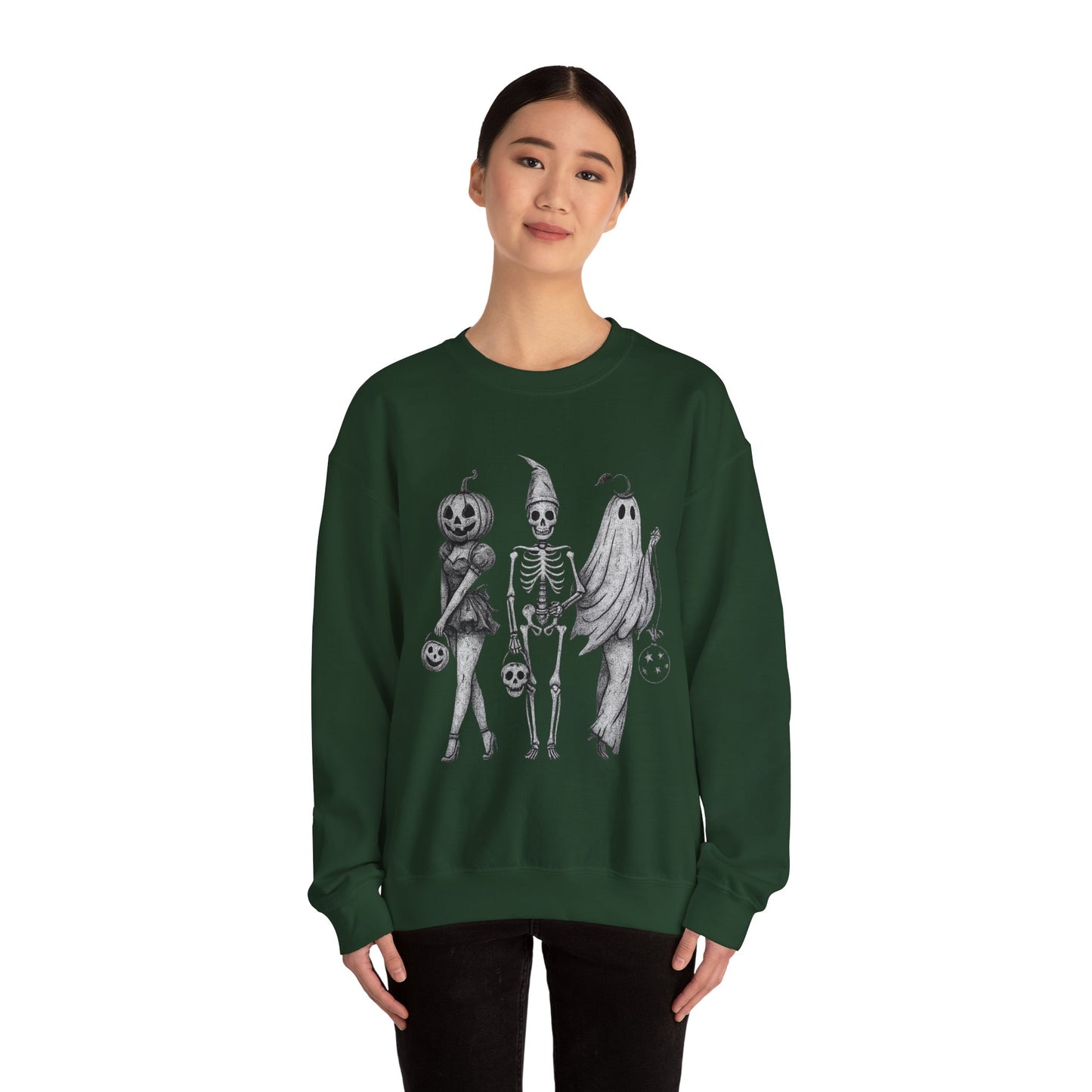 Halloween Sweatshirt with Ghosts and Ghouls Design