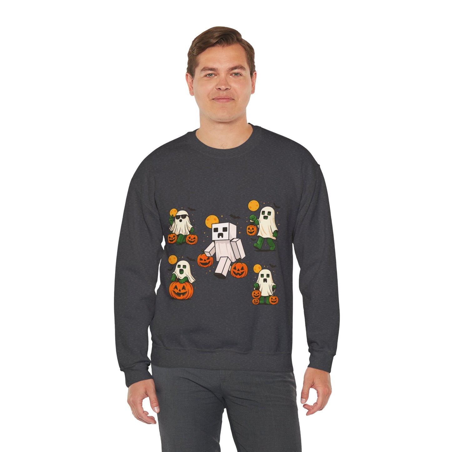 Halloween Ghost Cartoon Sweatshirt, Unisex Crewneck, Cozy Autumn Wear, Halloween Gifts, Spooky Season Apparel, Cute Sweatshirt