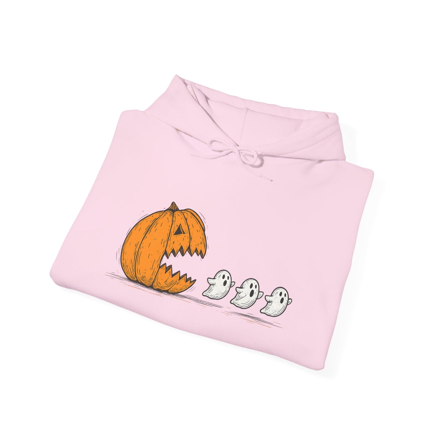 Spooky Ghosts & Pumpkin Hoodie - Unisex Heavy Blend Hoodie, Halloween Apparel, Cozy Fall Layer, Ghost Lovers Gift, Autumn Style