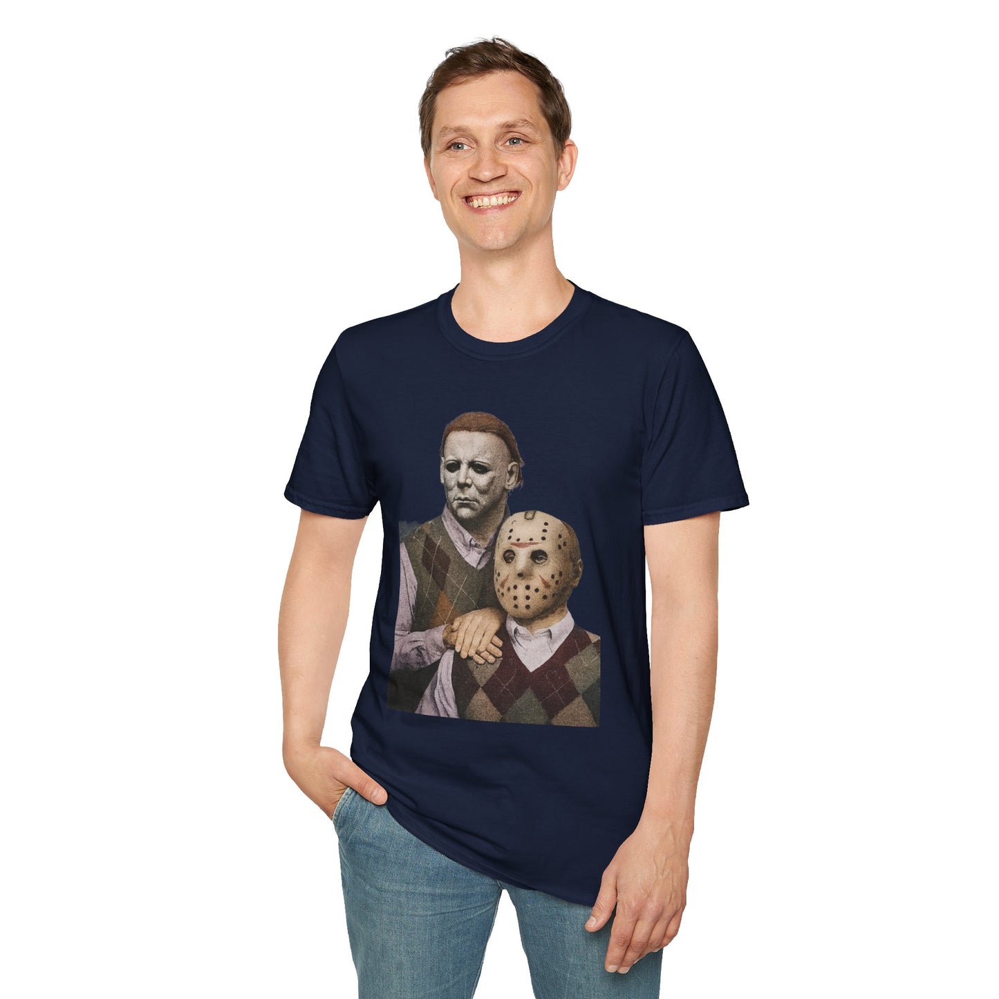 Horror Movie Character T-Shirt | Unisex Softstyle Tee, Scary Graphic Tee, Perfect for Halloween, Horror Fans, Movie Lovers