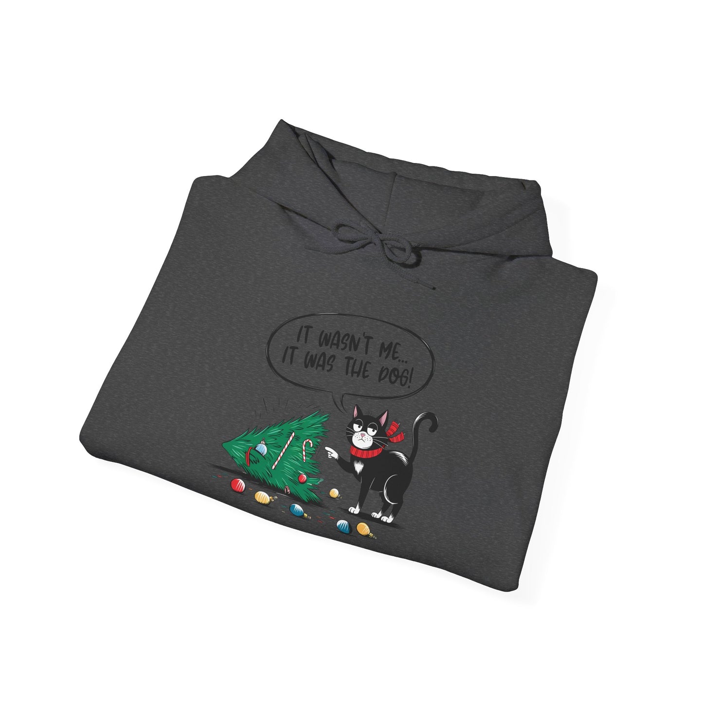 Funny Christmas Hoodie, Holiday Hooded Hoodie Cat Lover Gift, Winter Loungewear, Cozy Hoodie with Christmas Design