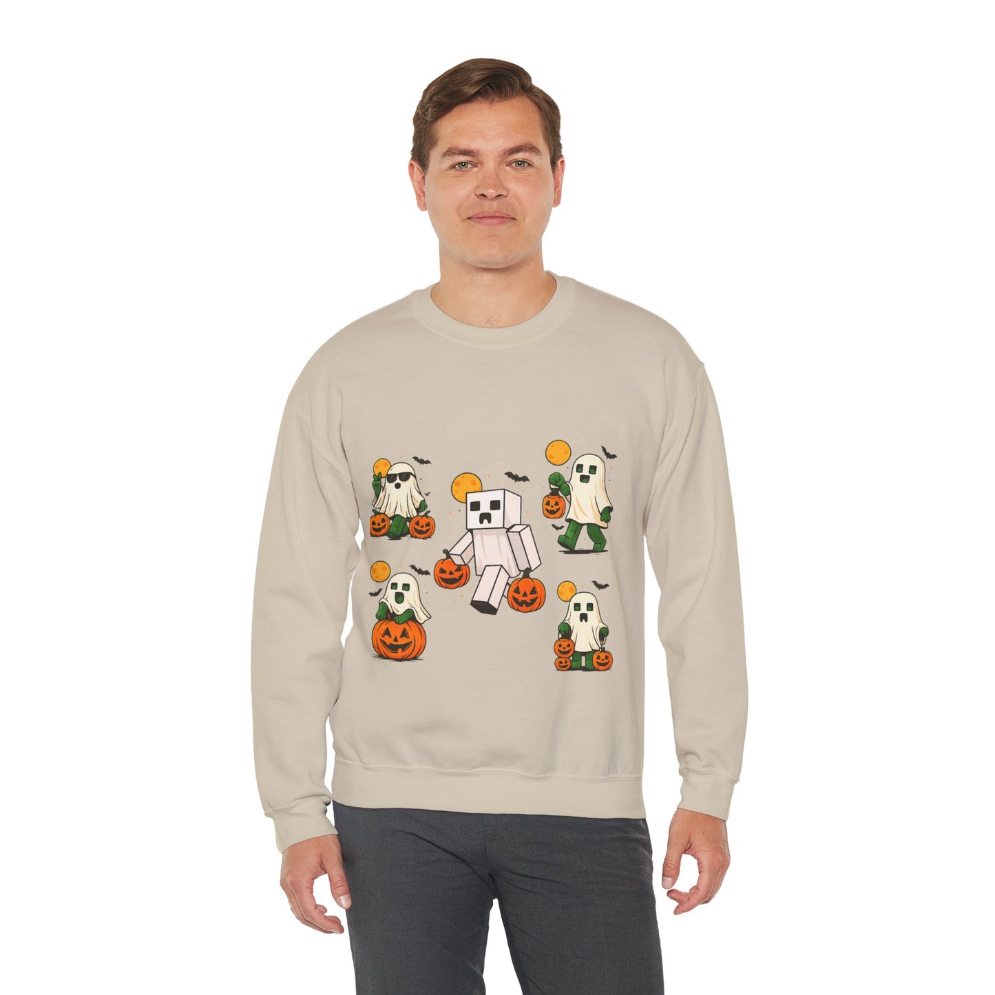 Halloween Ghost Cartoon Sweatshirt, Unisex Crewneck, Cozy Autumn Wear, Halloween Gifts, Spooky Season Apparel, Cute Sweatshirt