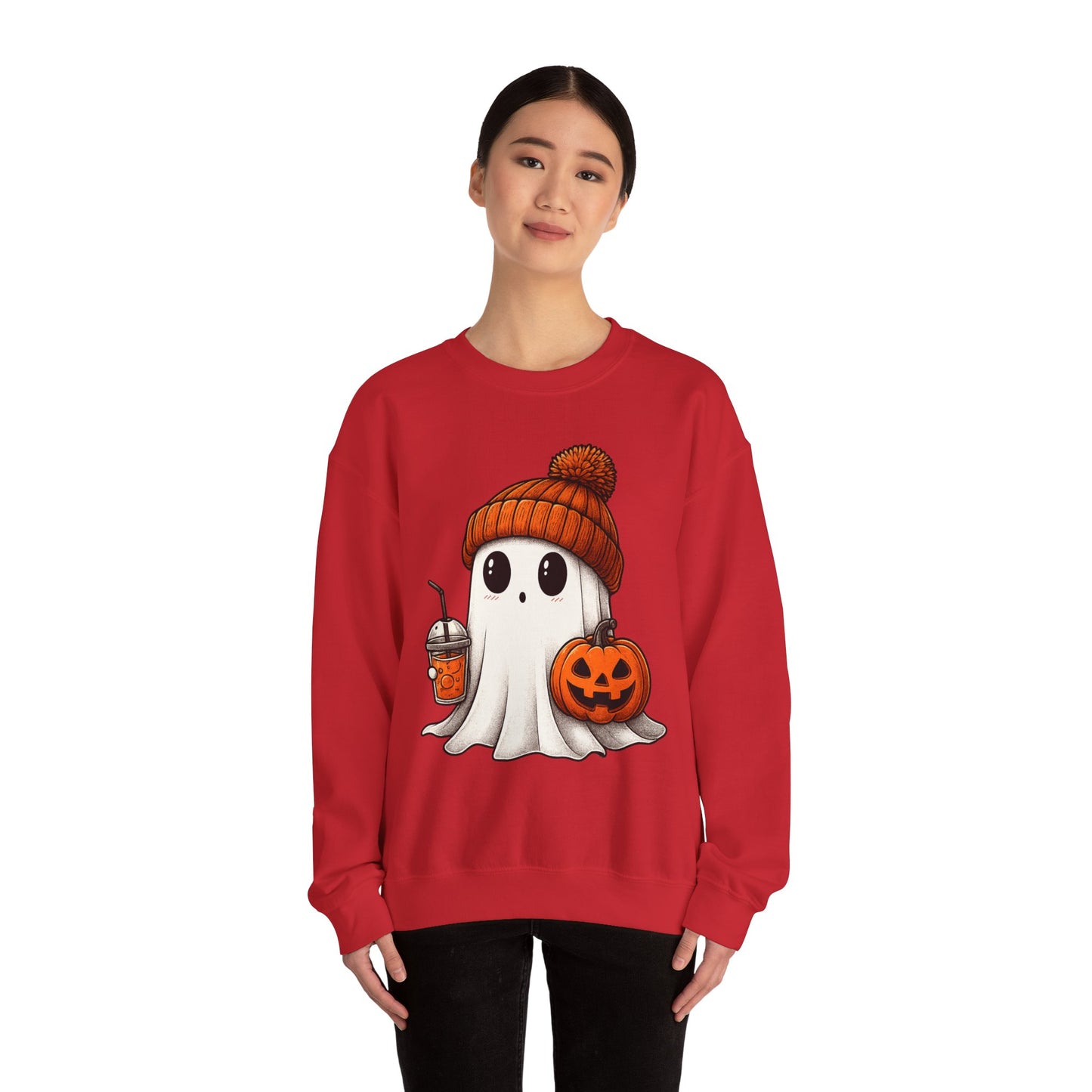 Cute Ghost Halloween Sweatshirt, Unisex Crewneck, Spooky Season Apparel, Fall Fashion, Cozy Pumpkin Sweater