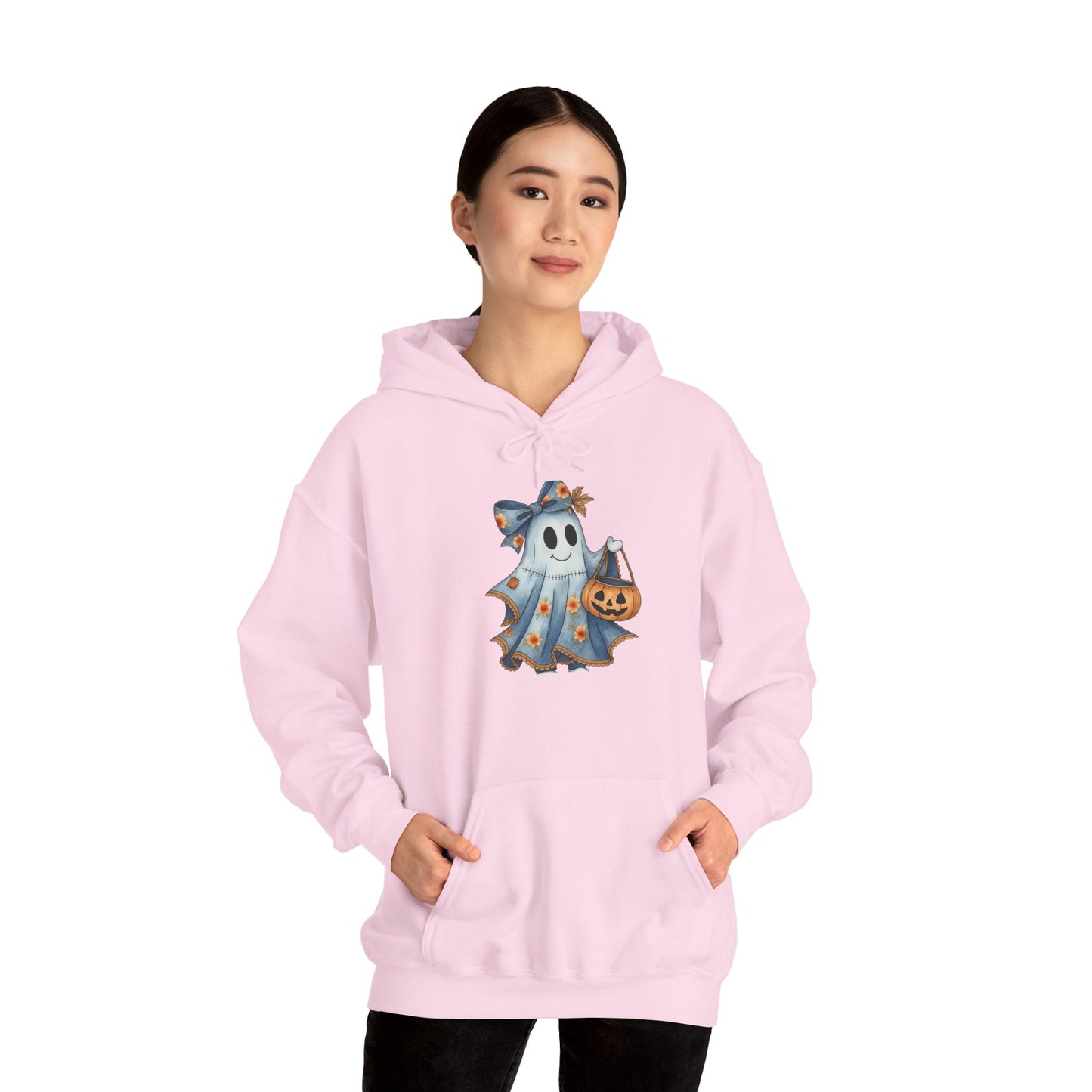 Ghostly Fun Hooded Hoodie, - Halloween Spirit, Cozy Comfort, Unisex Style, Casual Wear, Spooky Gift