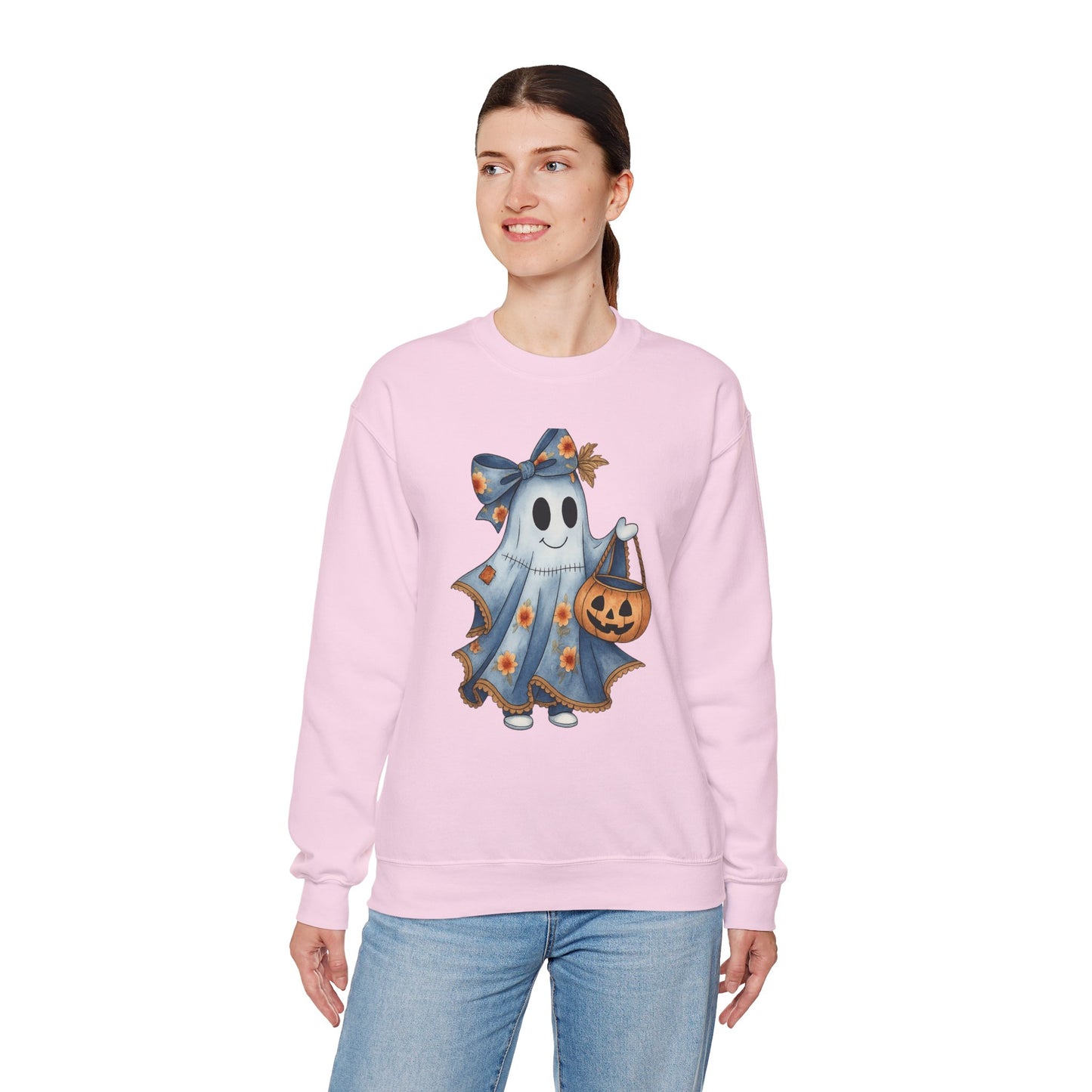 Cute Ghost Halloween Sweatshirt, Unisex Crewneck, Cozy Fall Apparel, Spooky Season Gift, Trick or Treat, Halloween Celebration