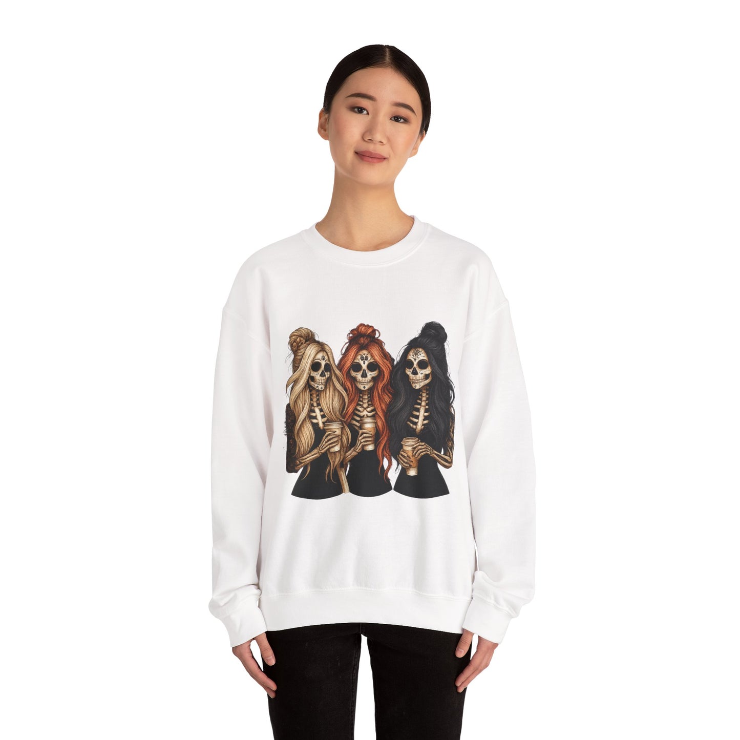 Halloween Skeleton Crewneck Sweatshirt, Cozy Unisex Sweatshirt, Trendy Halloween Apparel, Gift for Halloween Lovers, Spooky Season Outfit