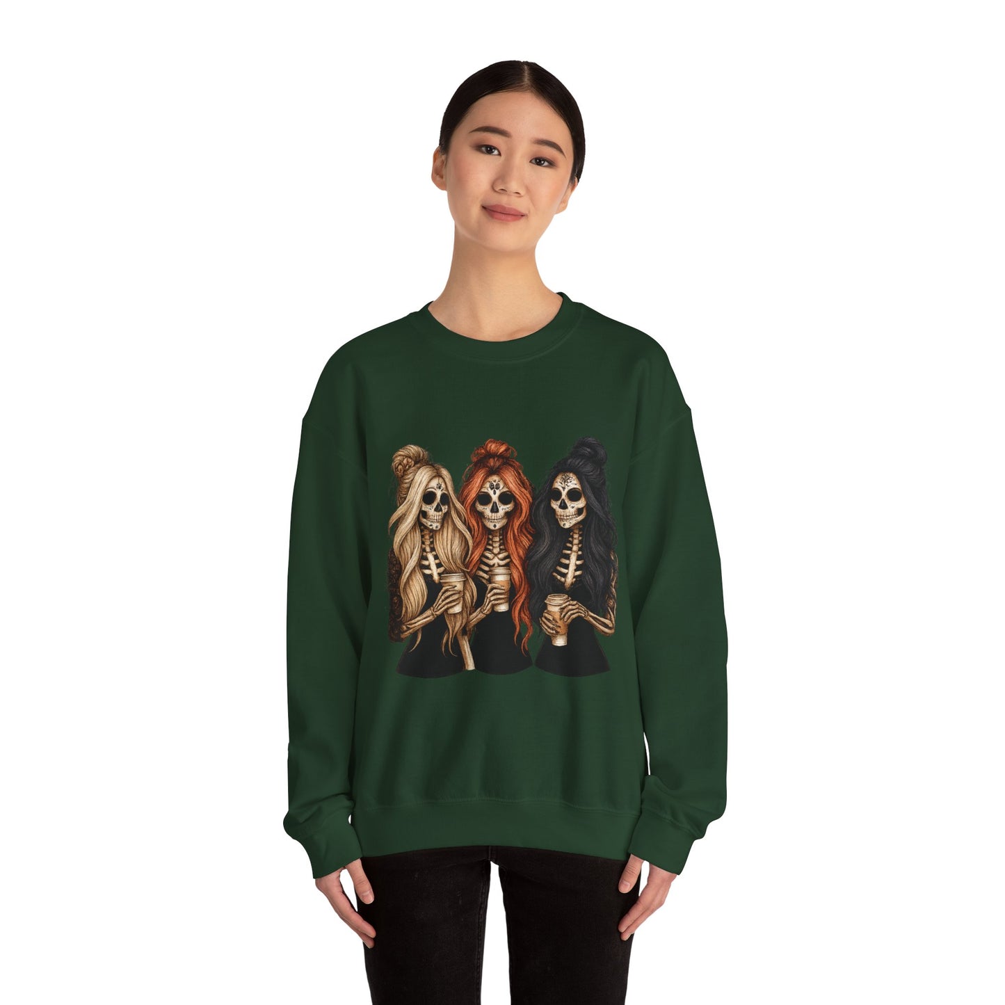 Halloween Skeleton Crewneck Sweatshirt, Cozy Unisex Sweatshirt, Trendy Halloween Apparel, Gift for Halloween Lovers, Spooky Season Outfit