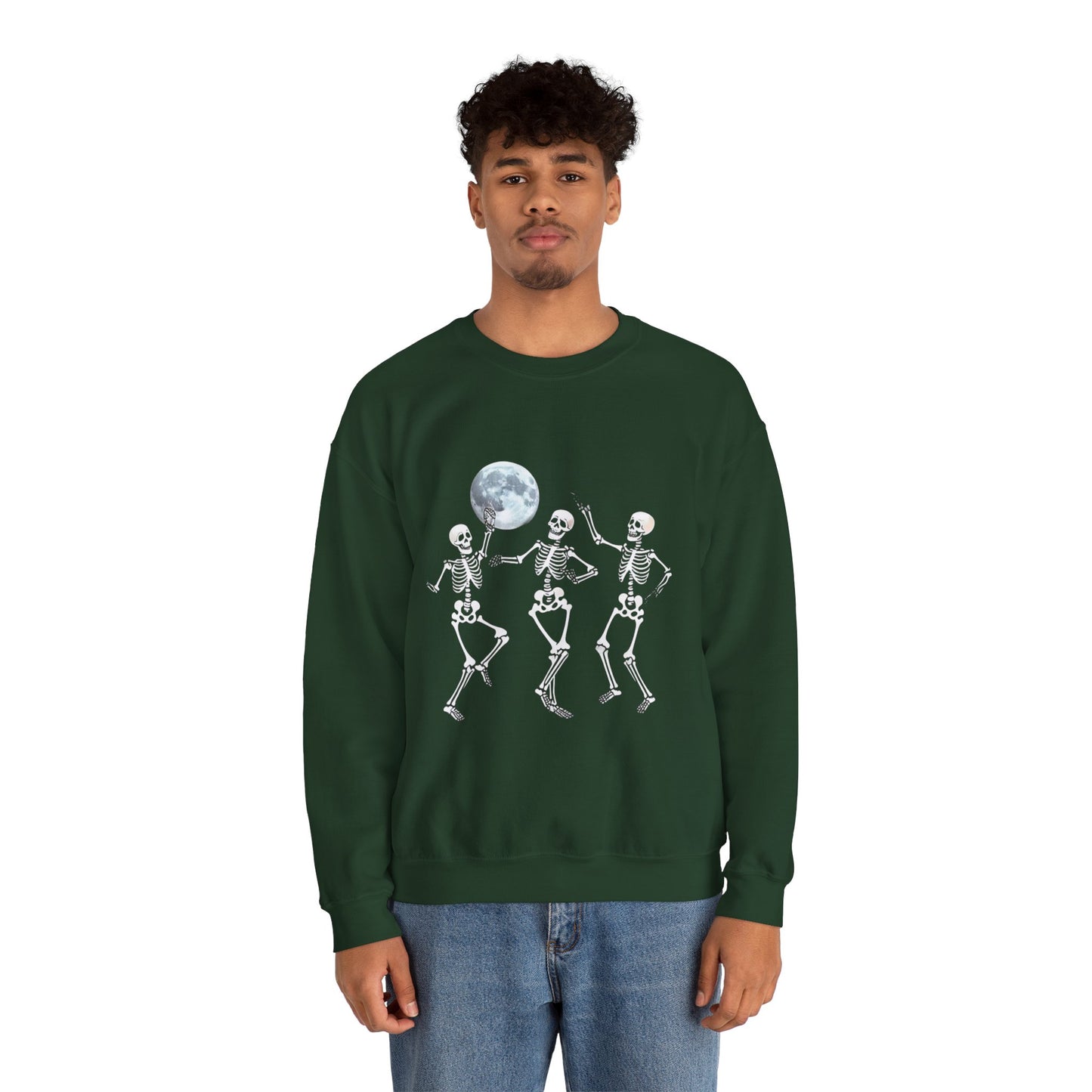 Spooky Dance Crewneck Sweatshirt - Halloween Oddities, Unisex Sweatshirt, Festive Apparel, Skeleton Design, Cozy Style