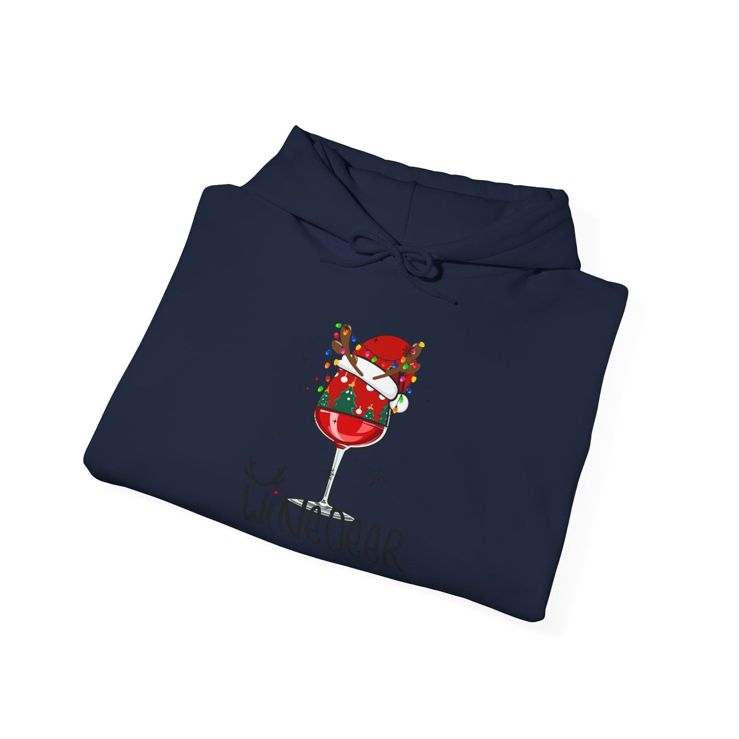 Wine Deer Hooded Sweatshirt, Cozy Gift for Wine Lovers, Christmas Apparel, Unisex Holiday Hoodie, Cute Wine Lover Sweatshirt