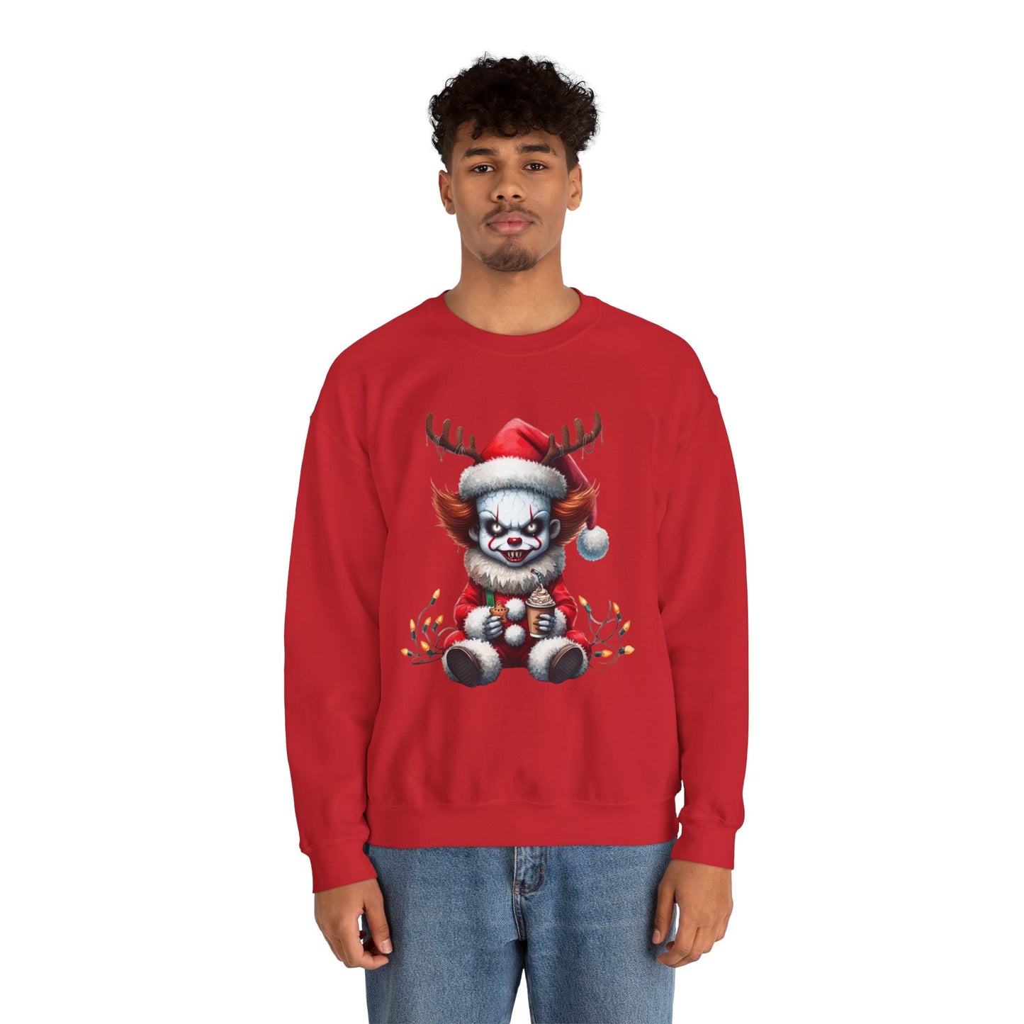 Creepy Clown Reindeer Christmas Sweatshirt