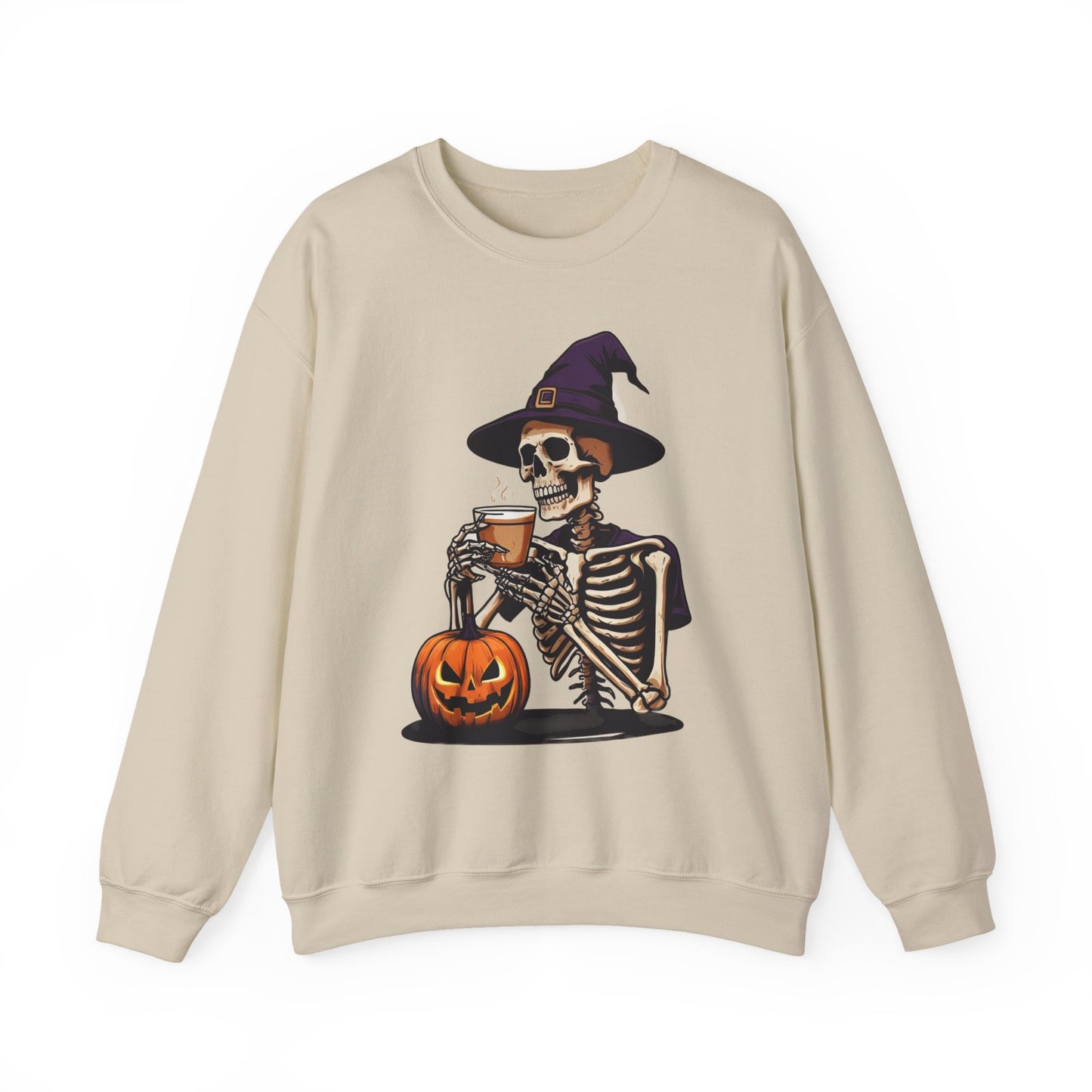 Spooky Skeleton Halloween Sweatshirt, Unisex Crewneck, Cozy Fall Fashion, Halloween Costume, Party Apparel, Ideal for Trick or Treat