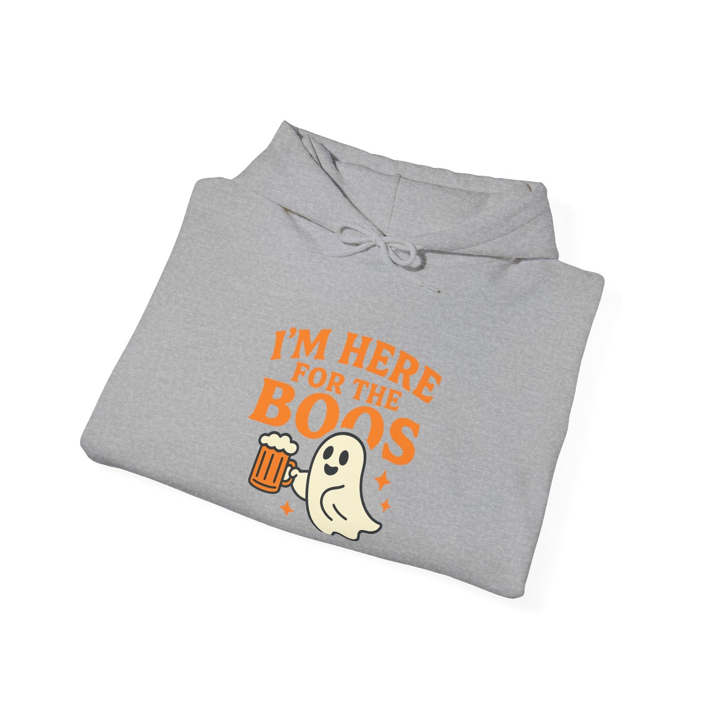 Halloween Party Hoodie, I'm Here for the Boos Hoodie, Unisex Halloween hoodie, Ghost Design Hooded Pullover, Spooky Season Apparel