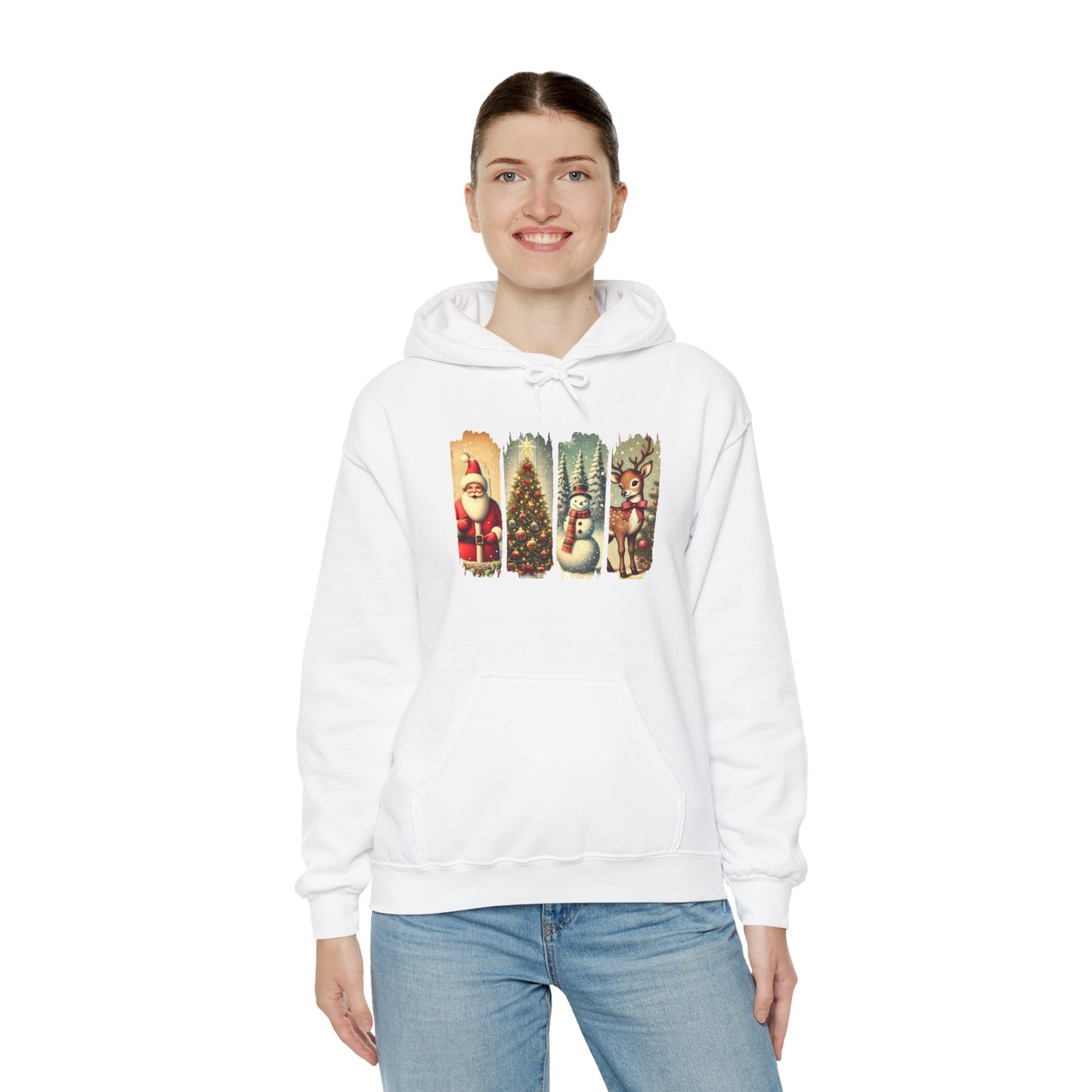 Cozy Christmas Sweatshirt with Vintage Holiday Designs, Unisex Hoodie for Winter, Christmas Gift, Holiday Wear, Festive Apparel