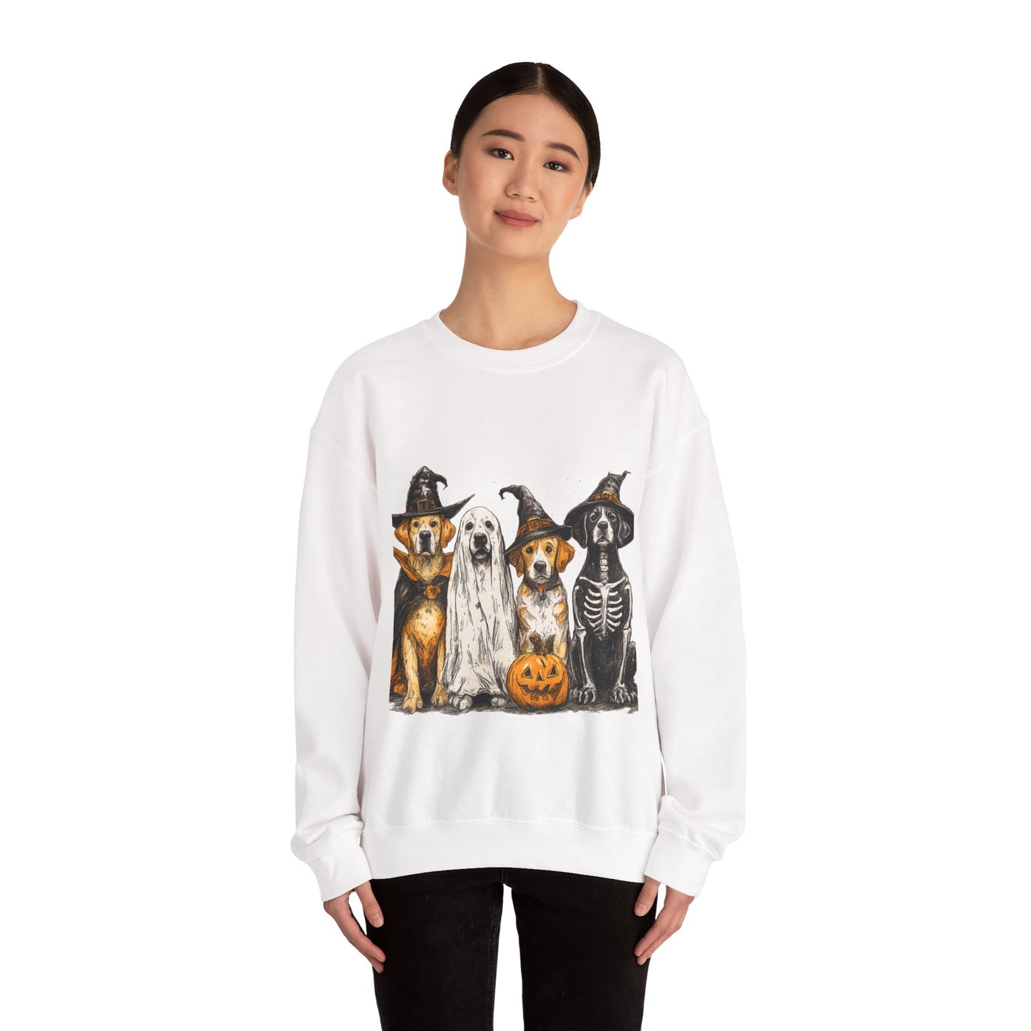 Halloween Dog-Themed Sweatshirt, Cozy Fall Apparel, Unisex Crewneck, Pet Lover Gift, Spooky Season Fashion