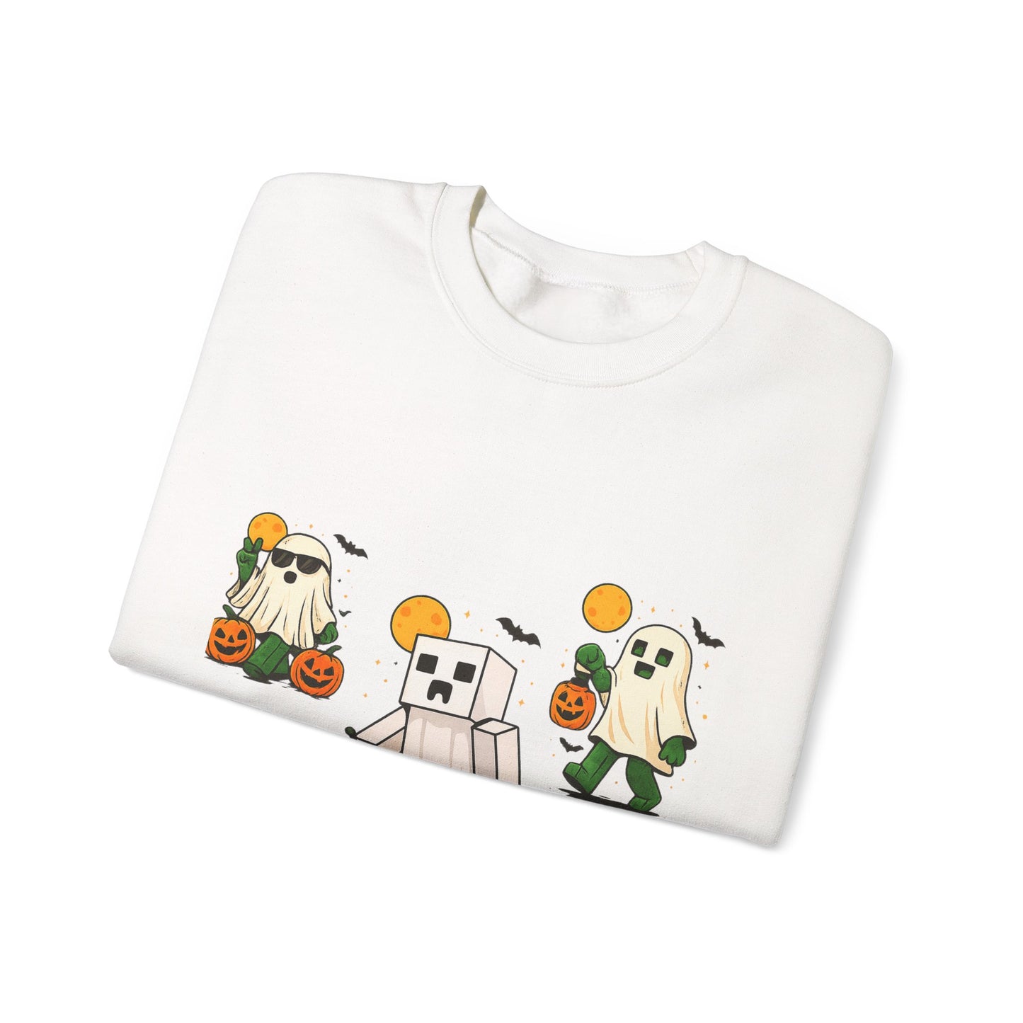 Halloween Ghost Cartoon Sweatshirt, Unisex Crewneck, Cozy Autumn Wear, Halloween Gifts, Spooky Season Apparel, Cute Sweatshirt