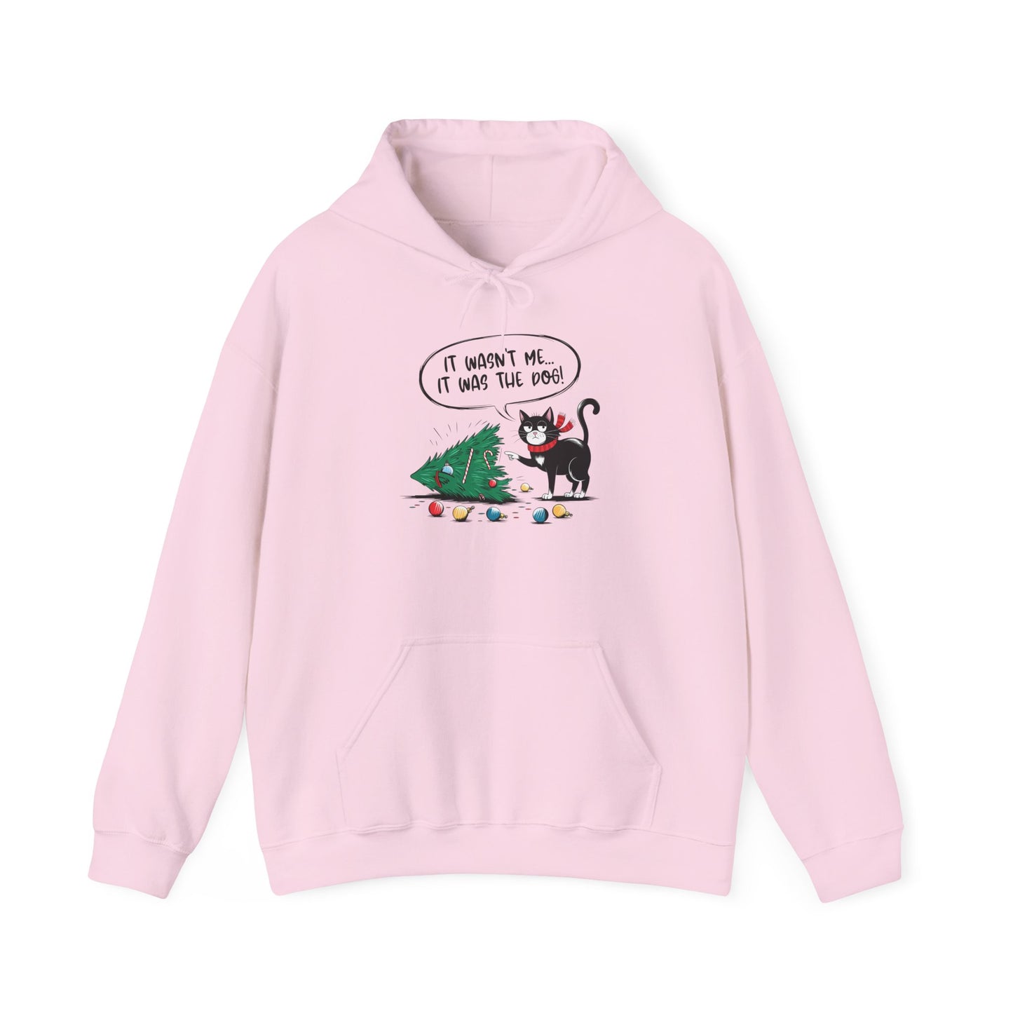 Funny Christmas Hoodie, Holiday Hooded Hoodie Cat Lover Gift, Winter Loungewear, Cozy Hoodie with Christmas Design