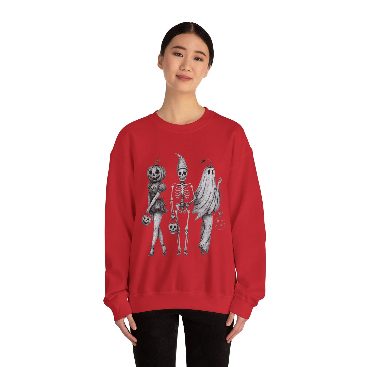 Halloween Sweatshirt with Ghosts and Ghouls Design