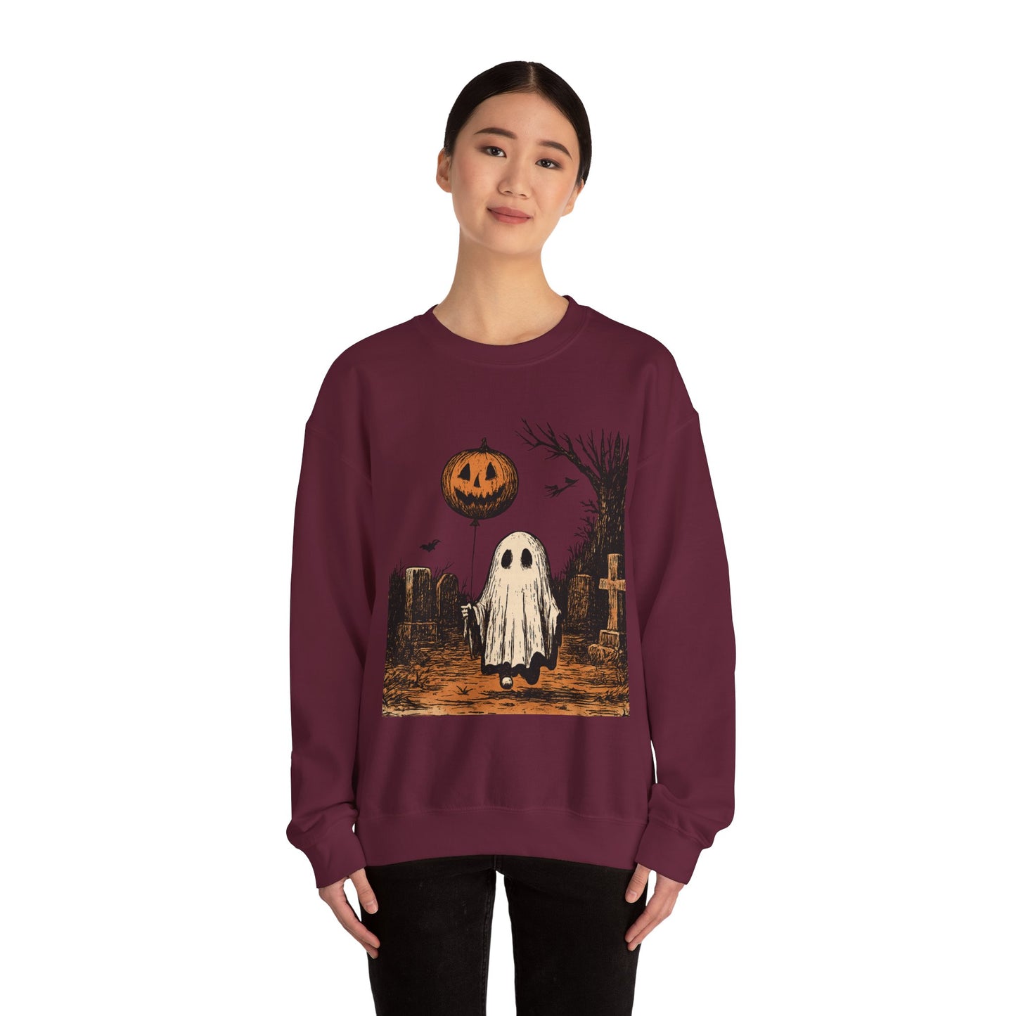 Halloween Ghost Crewneck Sweatshirt - Fall Fashion, Cozy Sweater, Spooky Style, Halloween Decor, Unique Gift