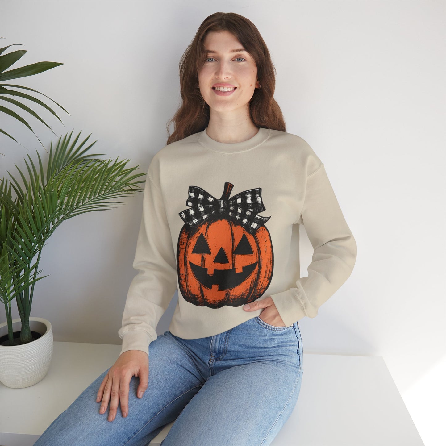 Autumn Pumpkin Crewneck Sweatshirt, Fall Fashion, Halloween Sweatshirt, Cozy Sweater, Pumpkin Patch Outfit, Unisex Clothing