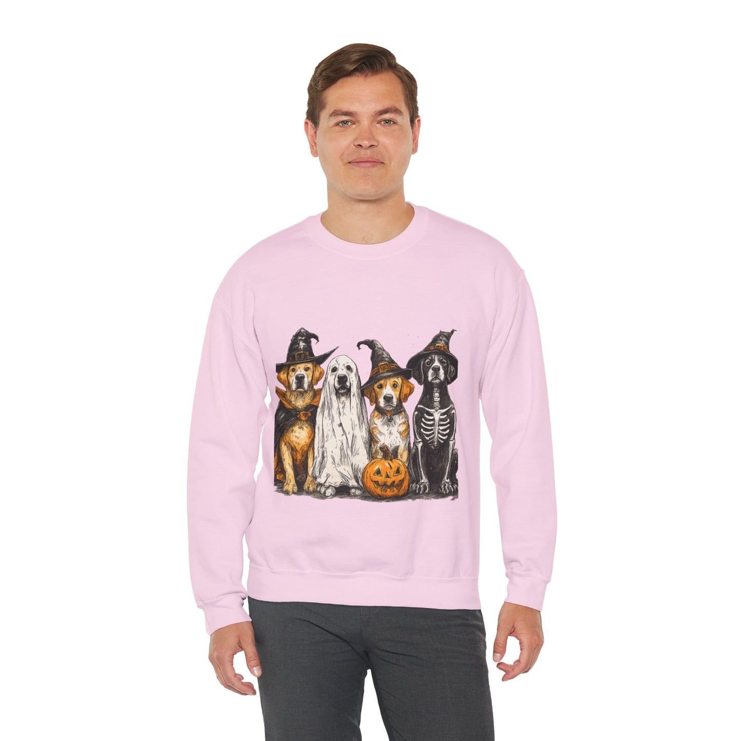 Halloween Dog-Themed Sweatshirt, Cozy Fall Apparel, Unisex Crewneck, Pet Lover Gift, Spooky Season Fashion